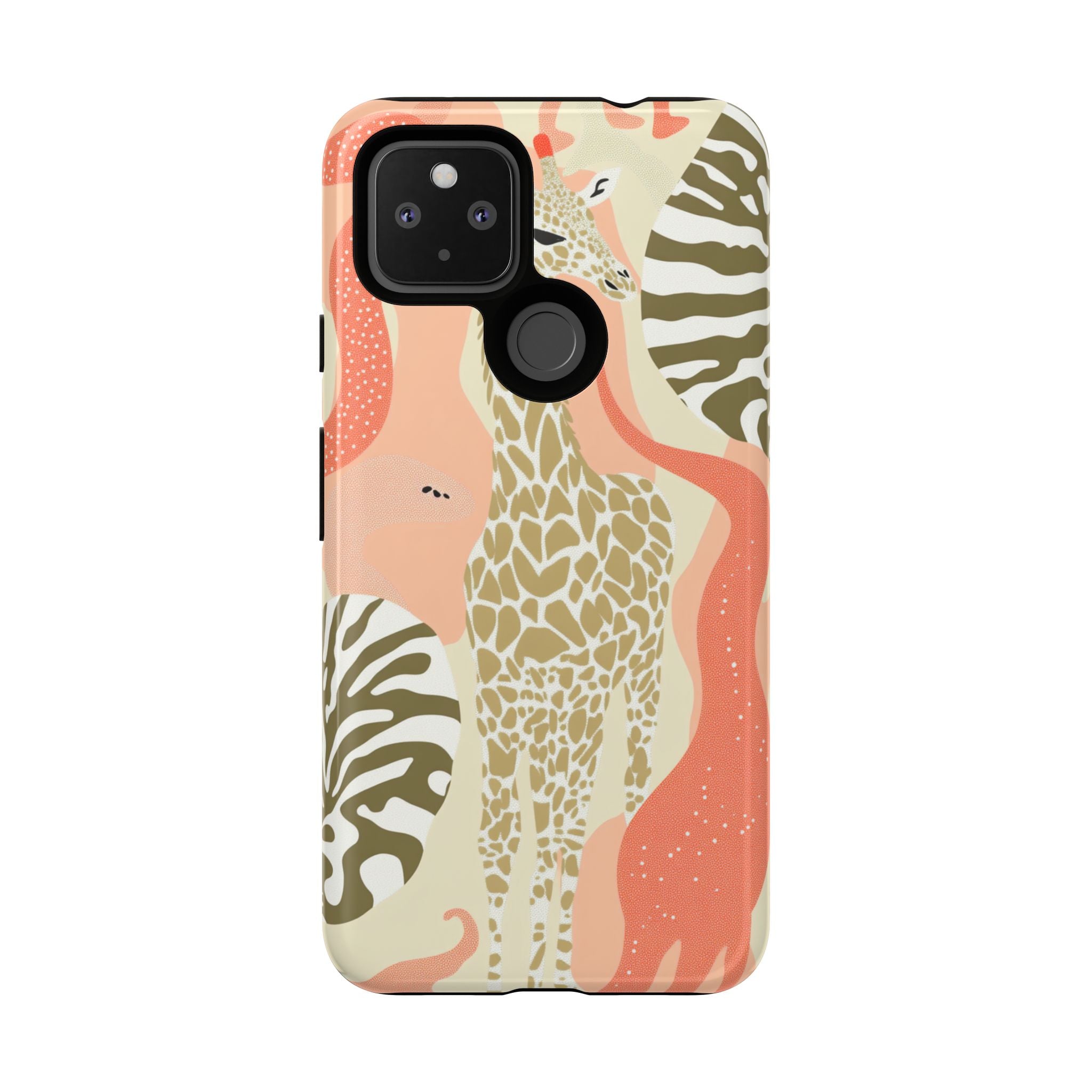 Stylish Phone Case with Giraffe and Abstract Design