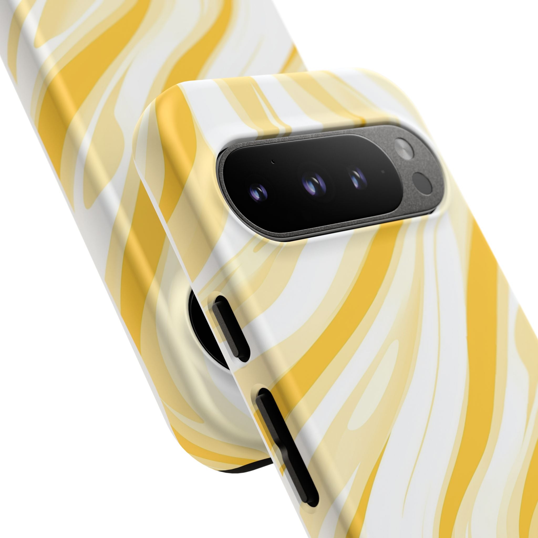 Stylish Phone Case with Yellow Marble Design
