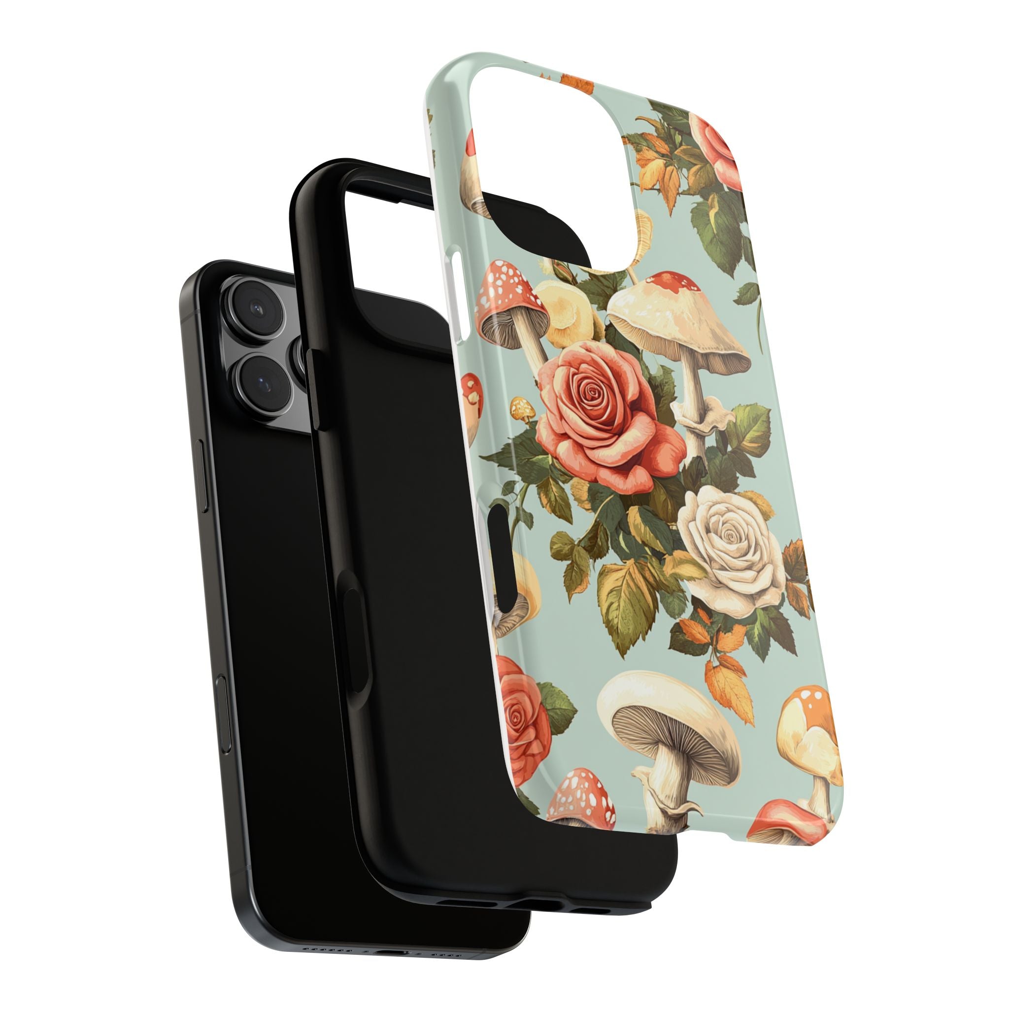 Floral Phone Case - Tough Cases with Mushroom and Rose