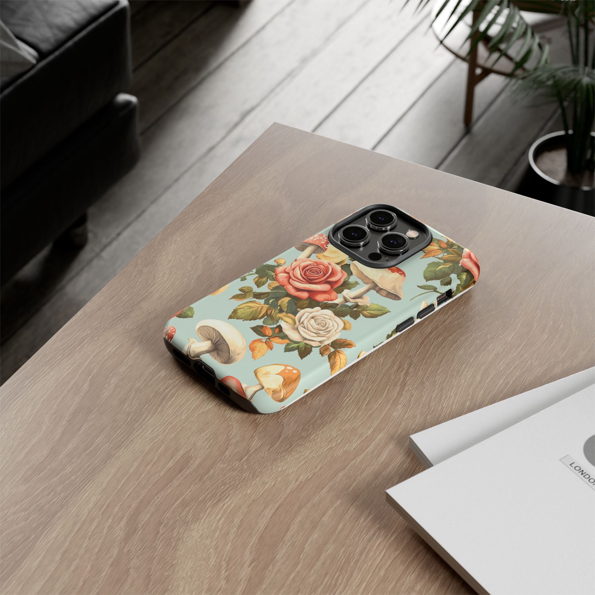 Floral Phone Case - Tough Cases with Mushroom and Rose