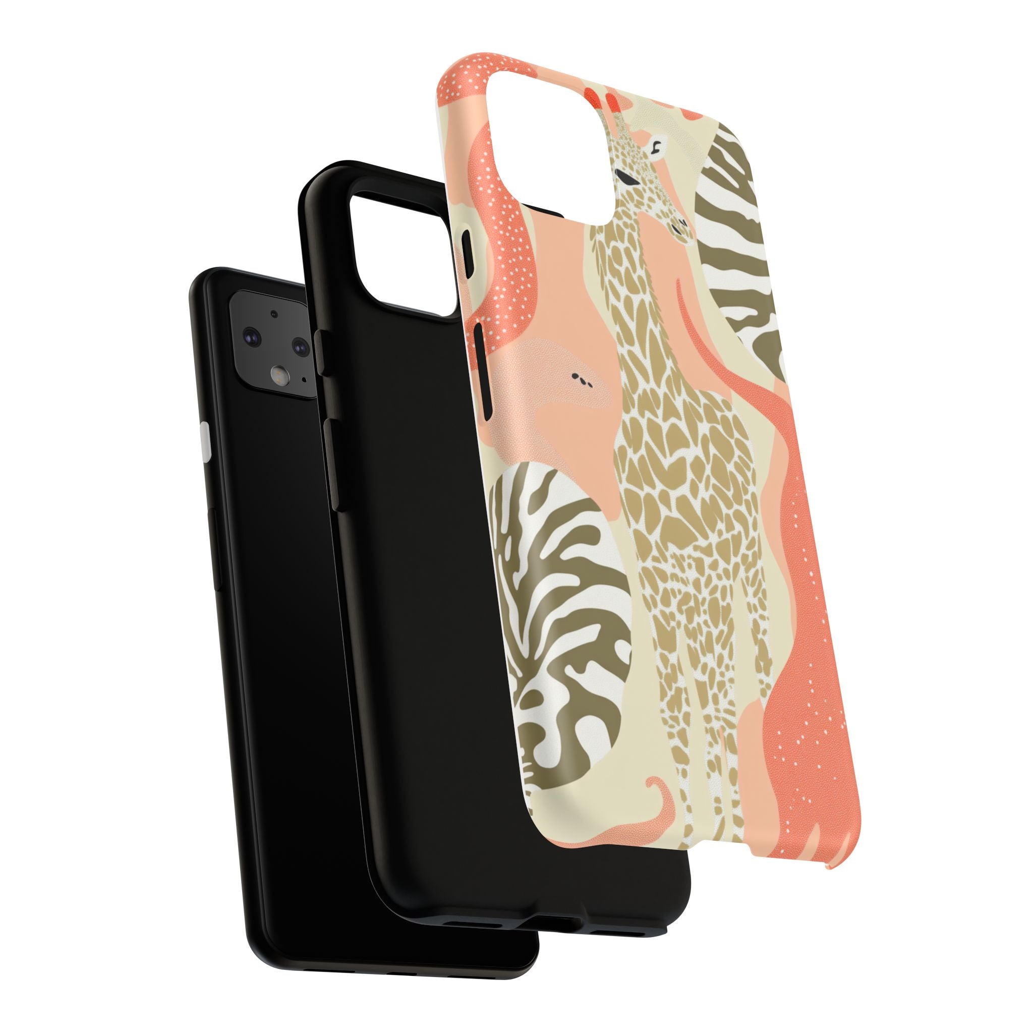Stylish Phone Case with Giraffe and Abstract Design