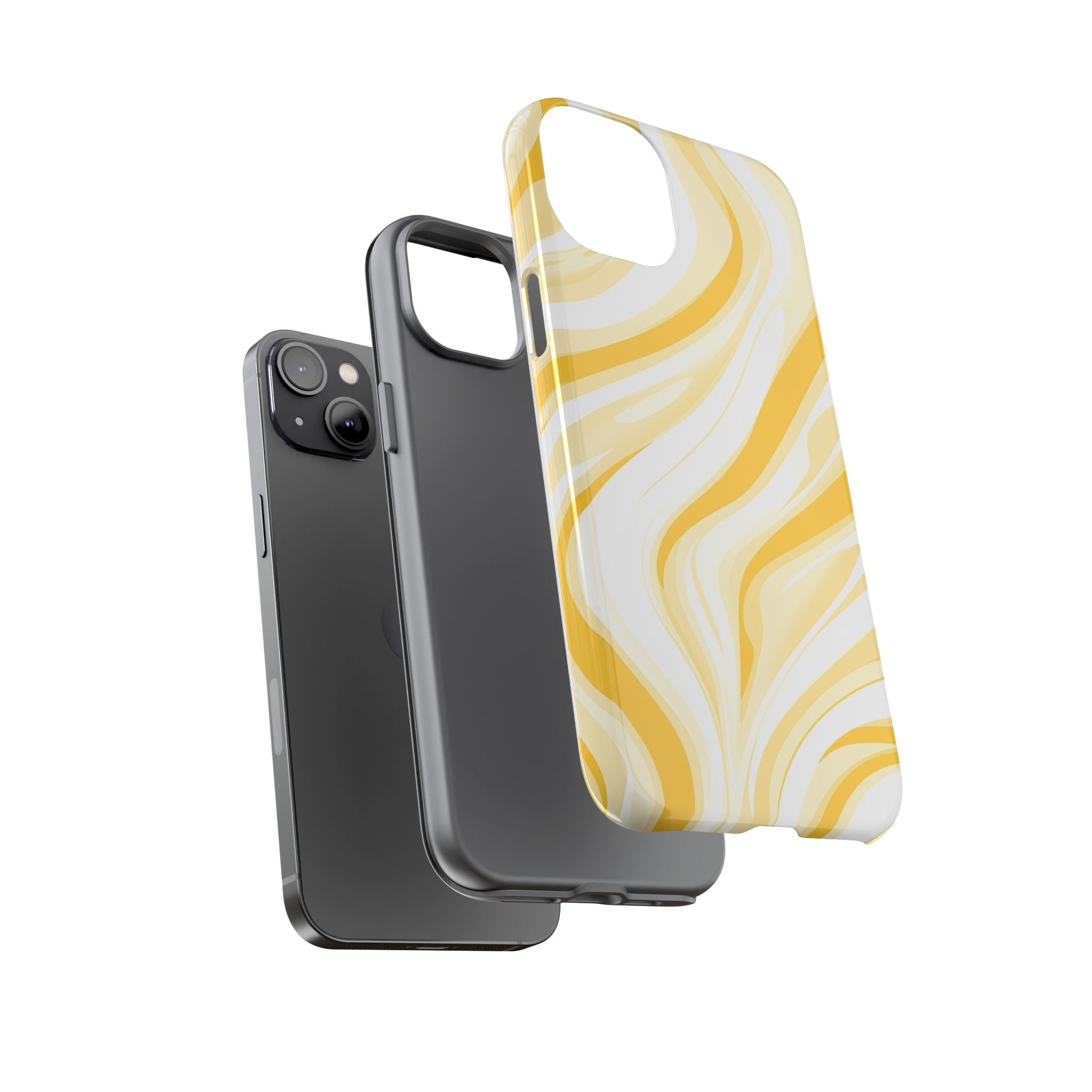 Stylish Phone Case with Yellow Marble Design