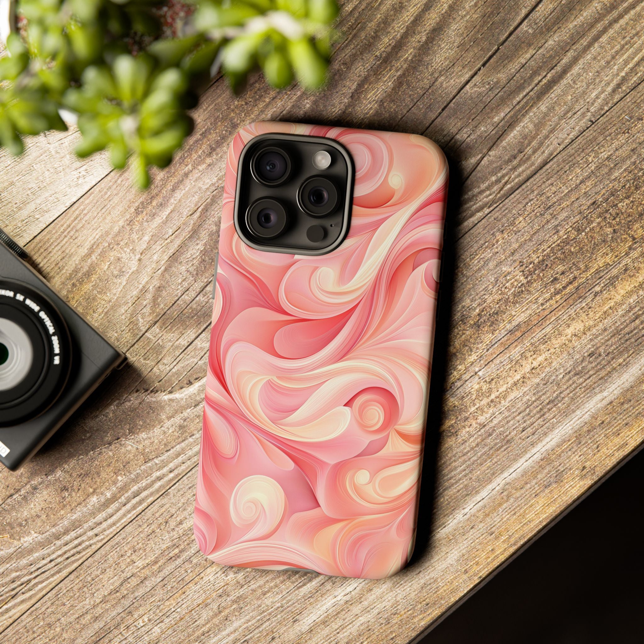 Stylish Phone Case - Tough Cases with Abstract Pink Swirls