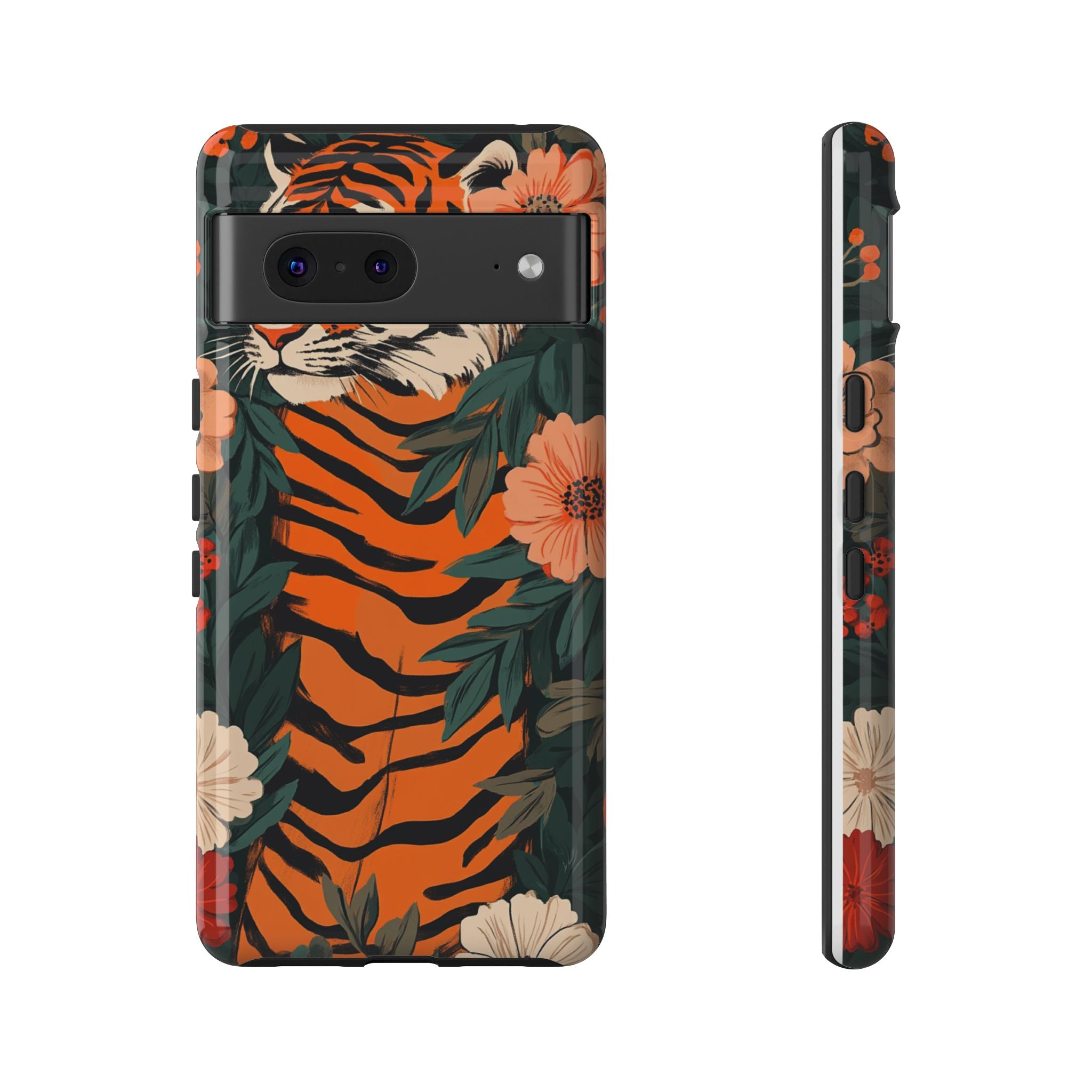 Tough Cases: Floral Tiger Phone Case
