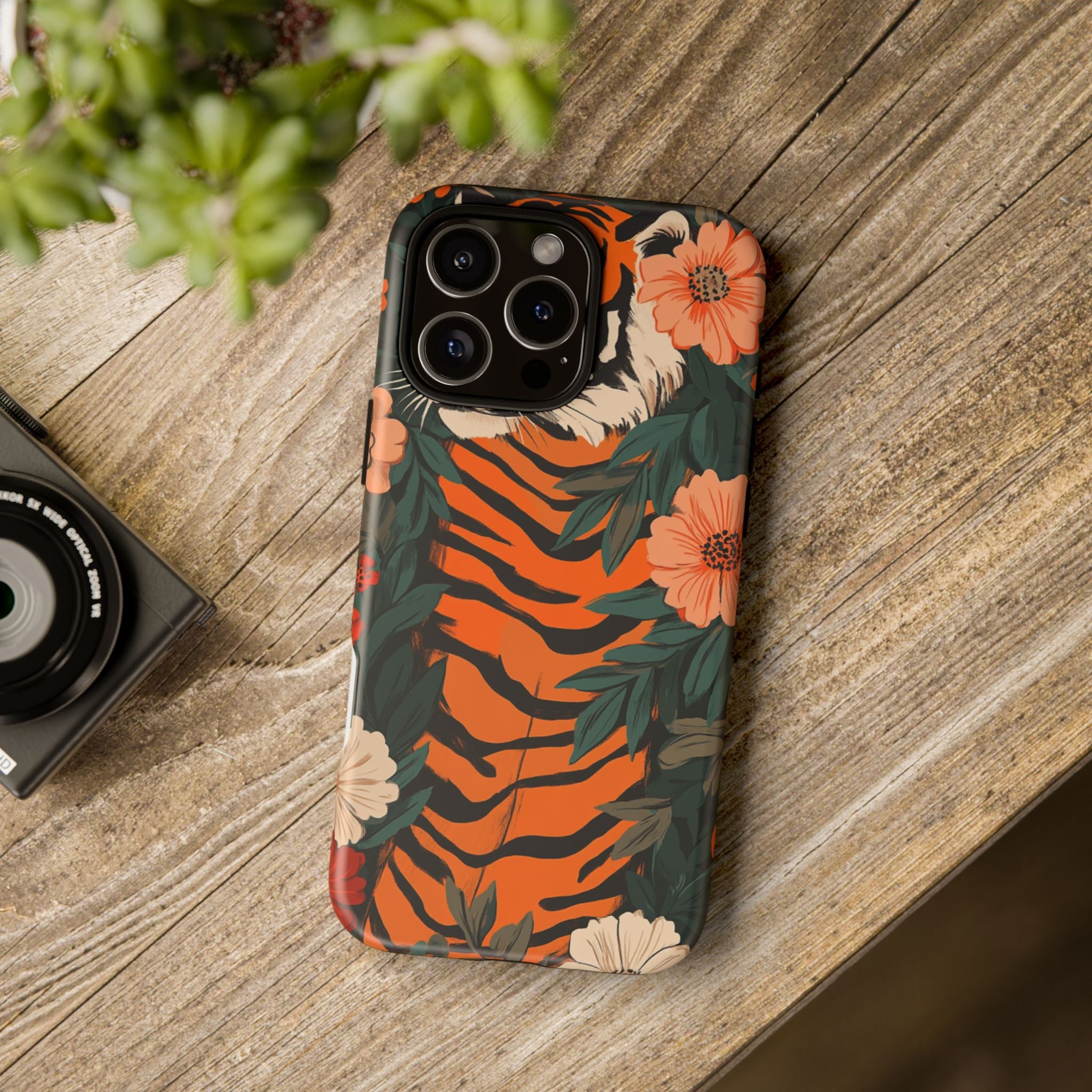 Tough Cases: Floral Tiger Phone Case