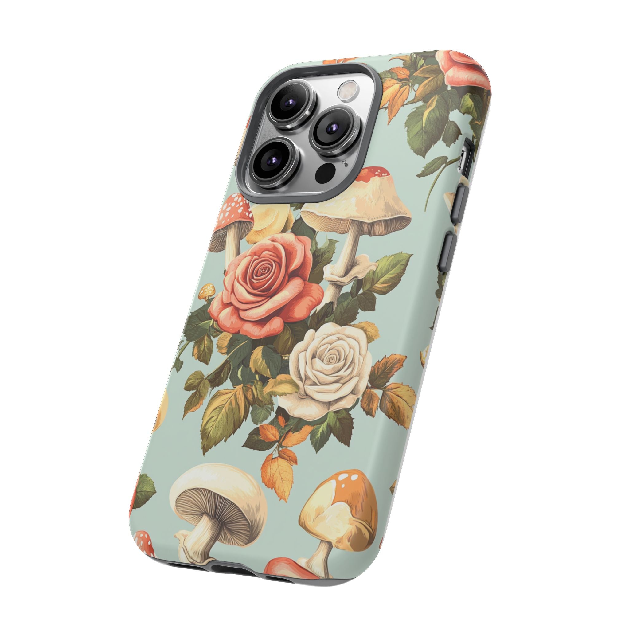 Floral Phone Case - Tough Cases with Mushroom and Rose