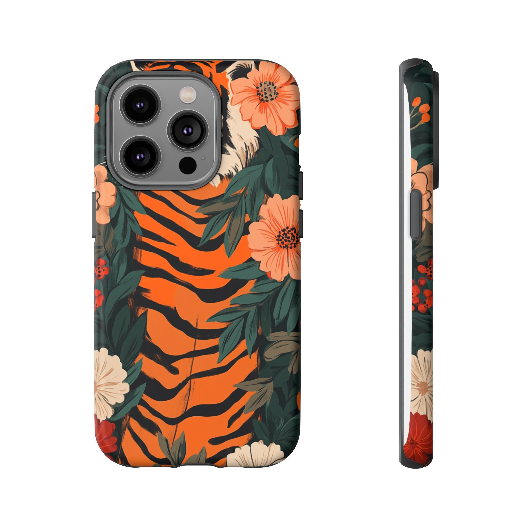 Tough Cases: Floral Tiger Phone Case