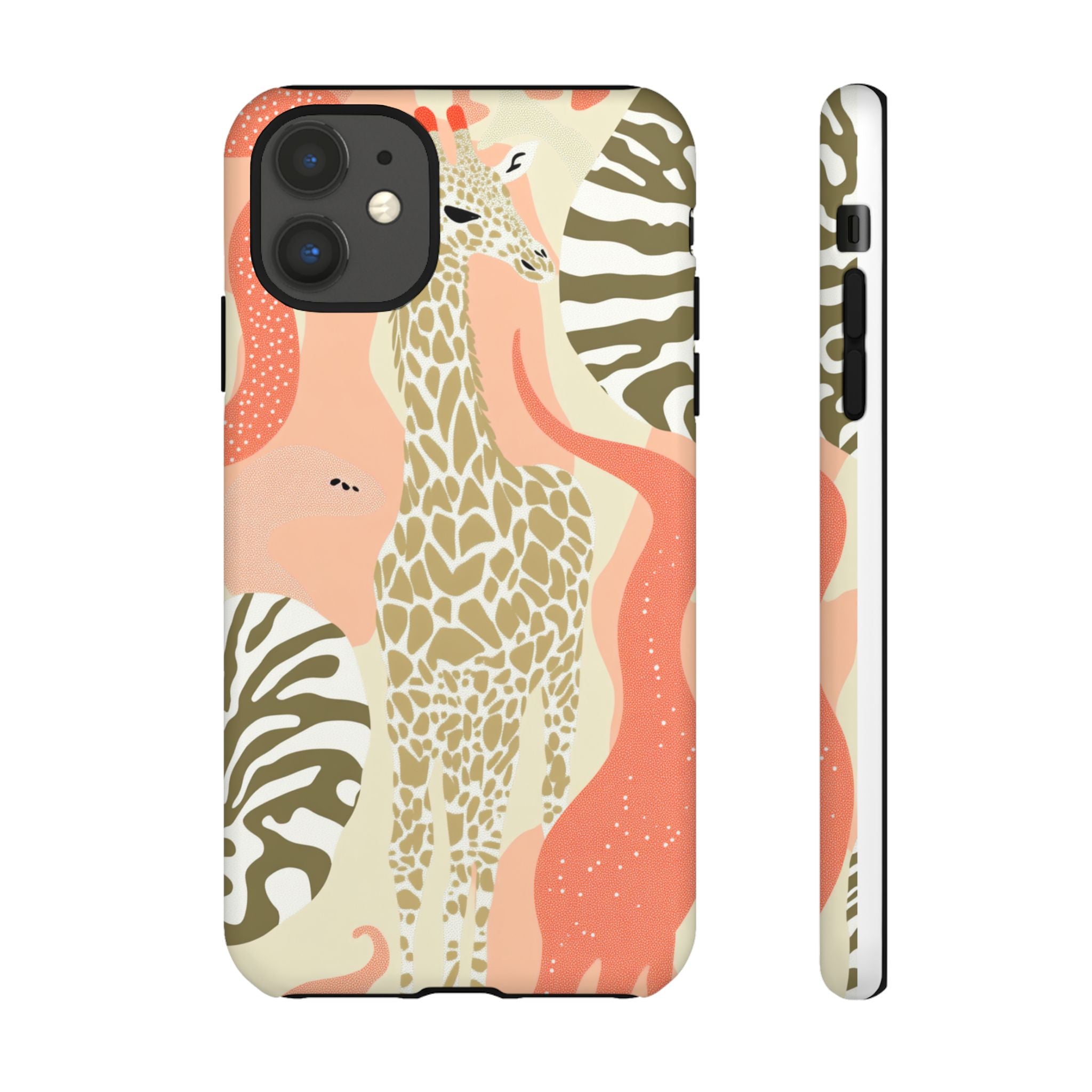 Stylish Phone Case with Giraffe and Abstract Design