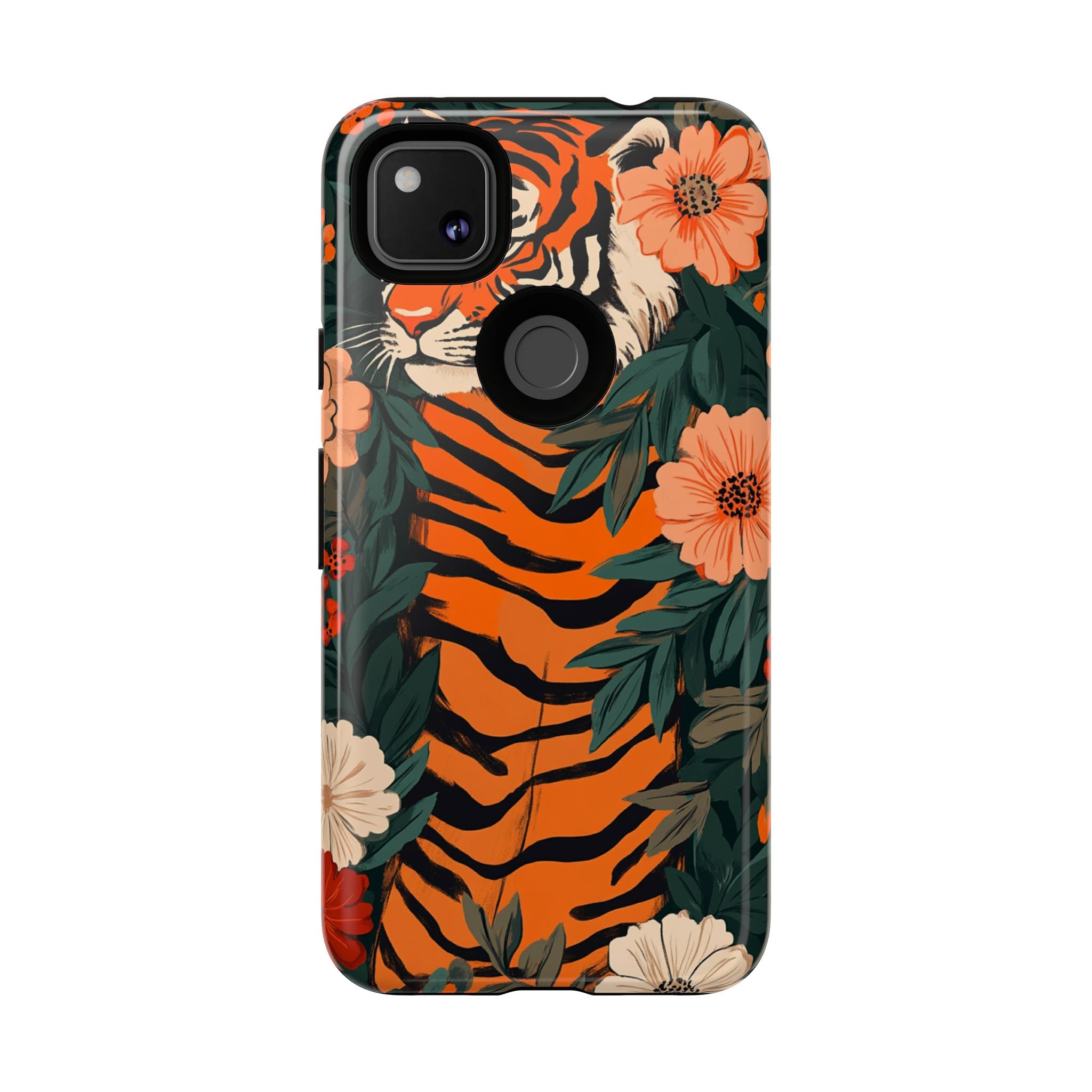 Tough Cases: Floral Tiger Phone Case
