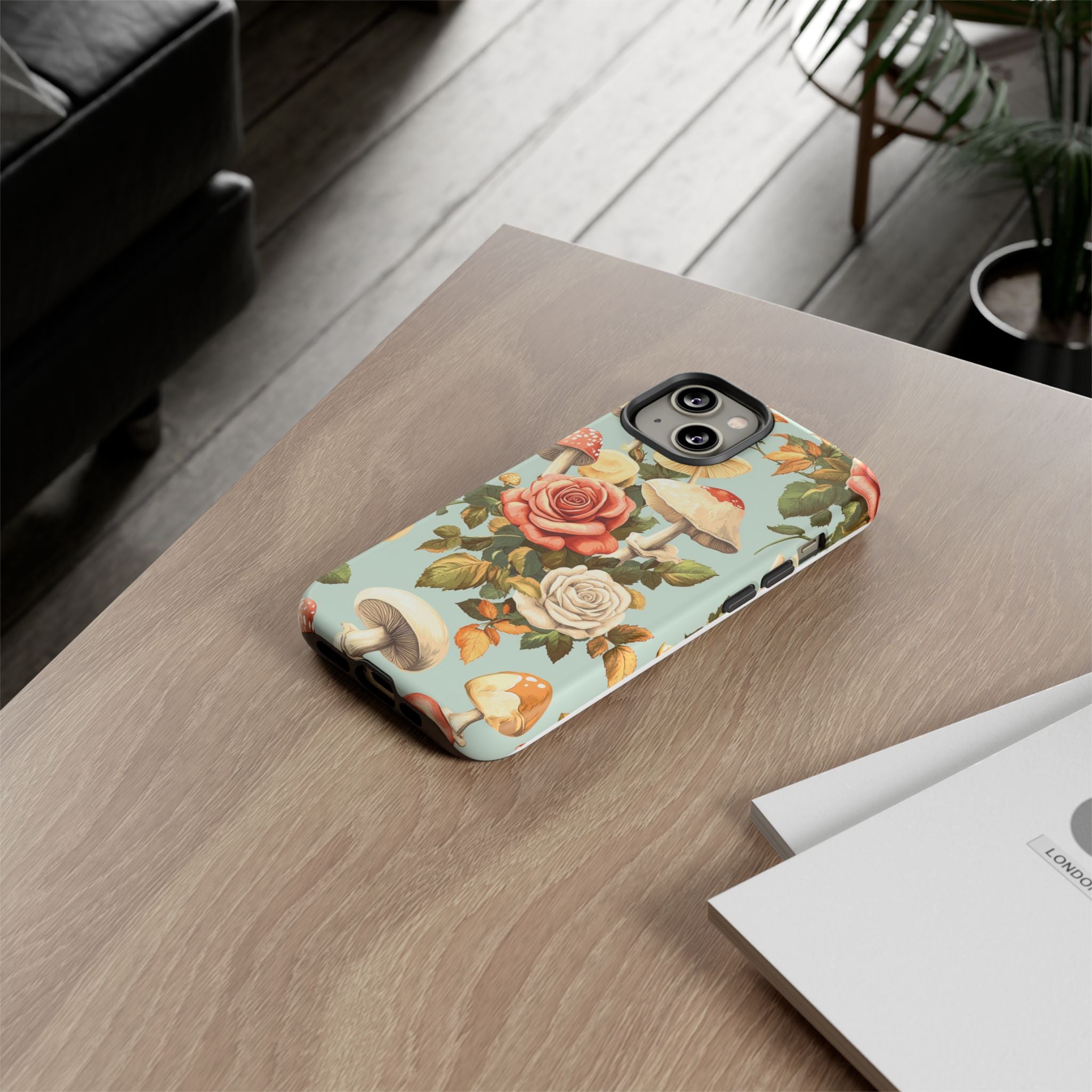 Floral Phone Case - Tough Cases with Mushroom and Rose