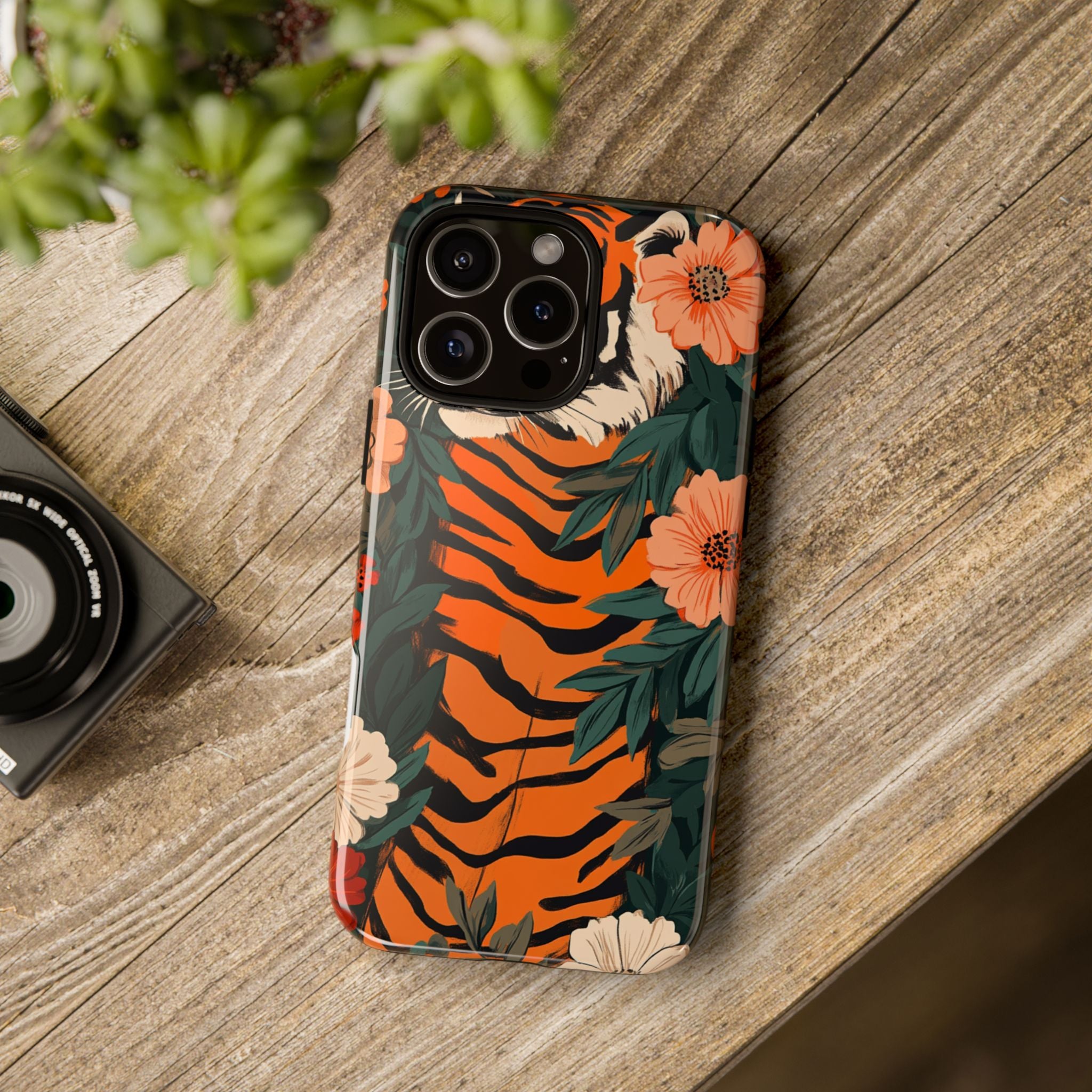 Tough Cases: Floral Tiger Phone Case