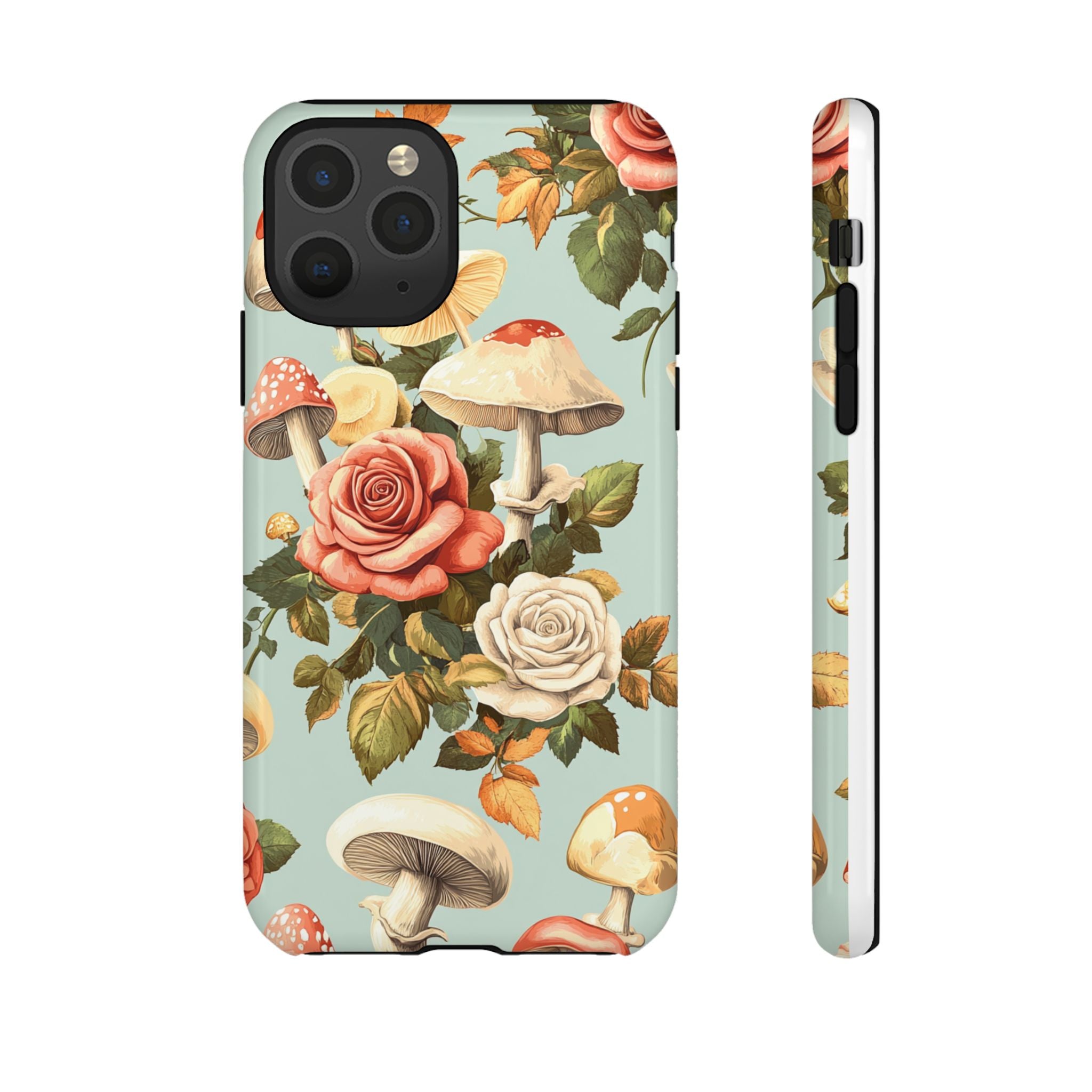 Floral Phone Case - Tough Cases with Mushroom and Rose