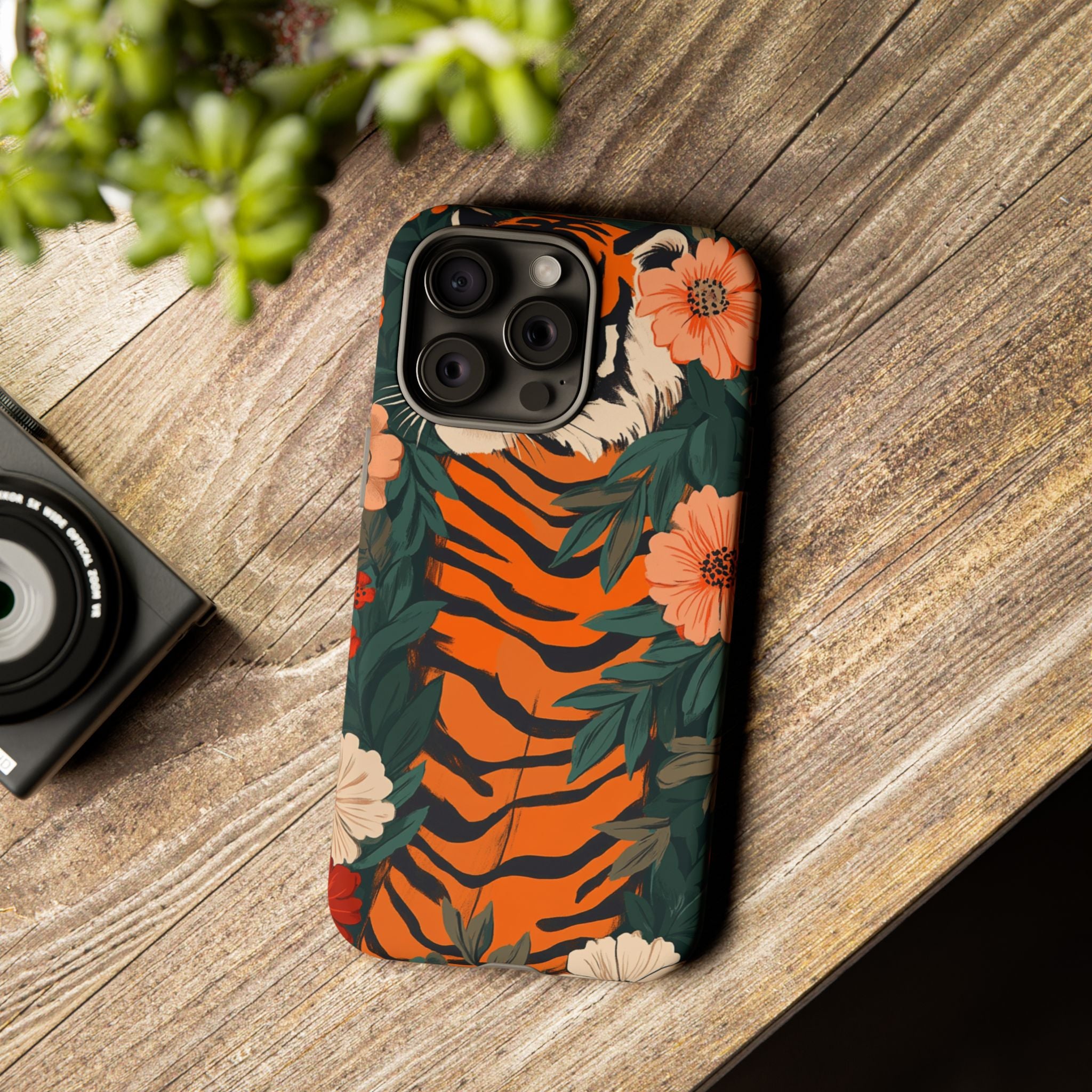 Tough Cases: Floral Tiger Phone Case
