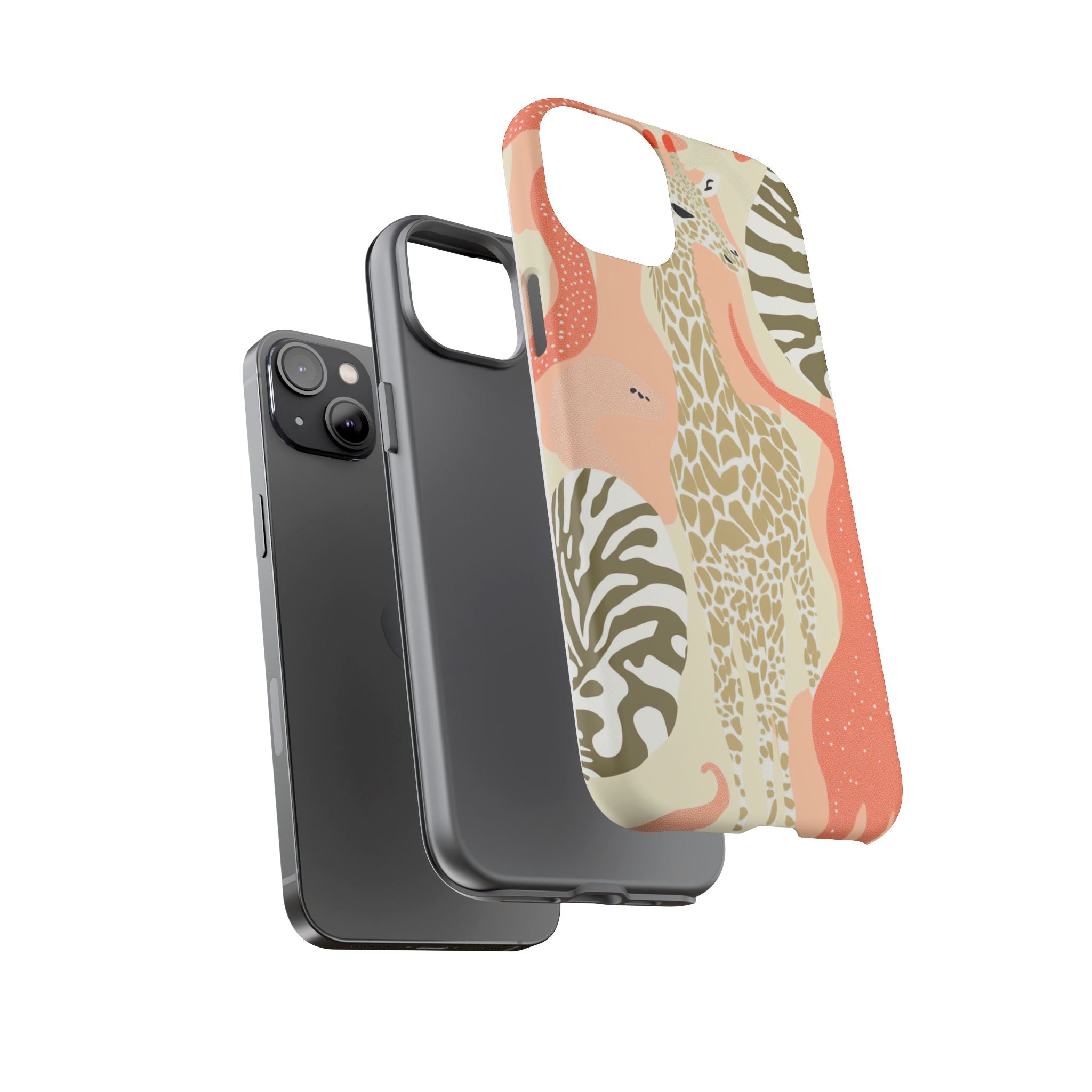Stylish Phone Case with Giraffe and Abstract Design