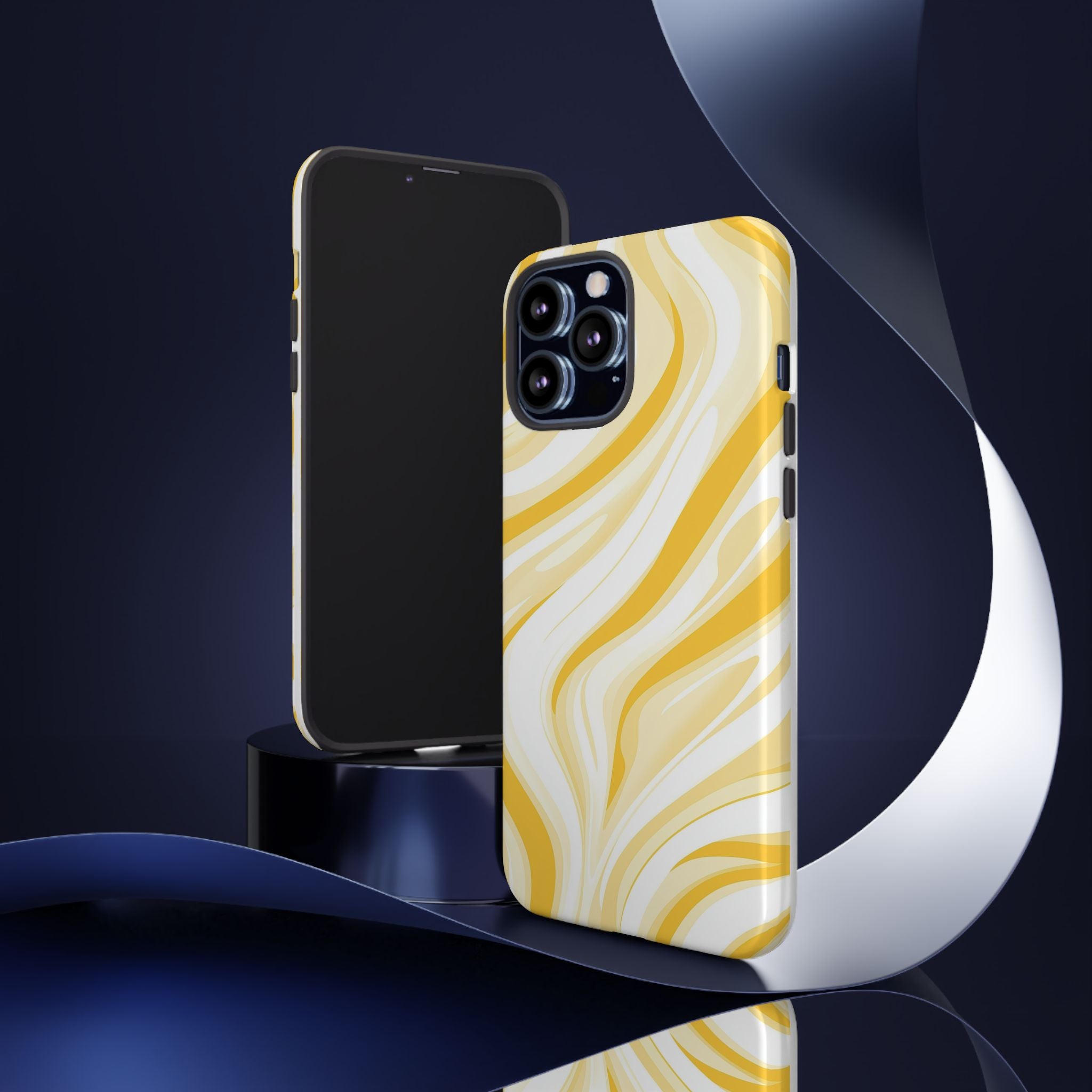 Stylish Phone Case with Yellow Marble Design