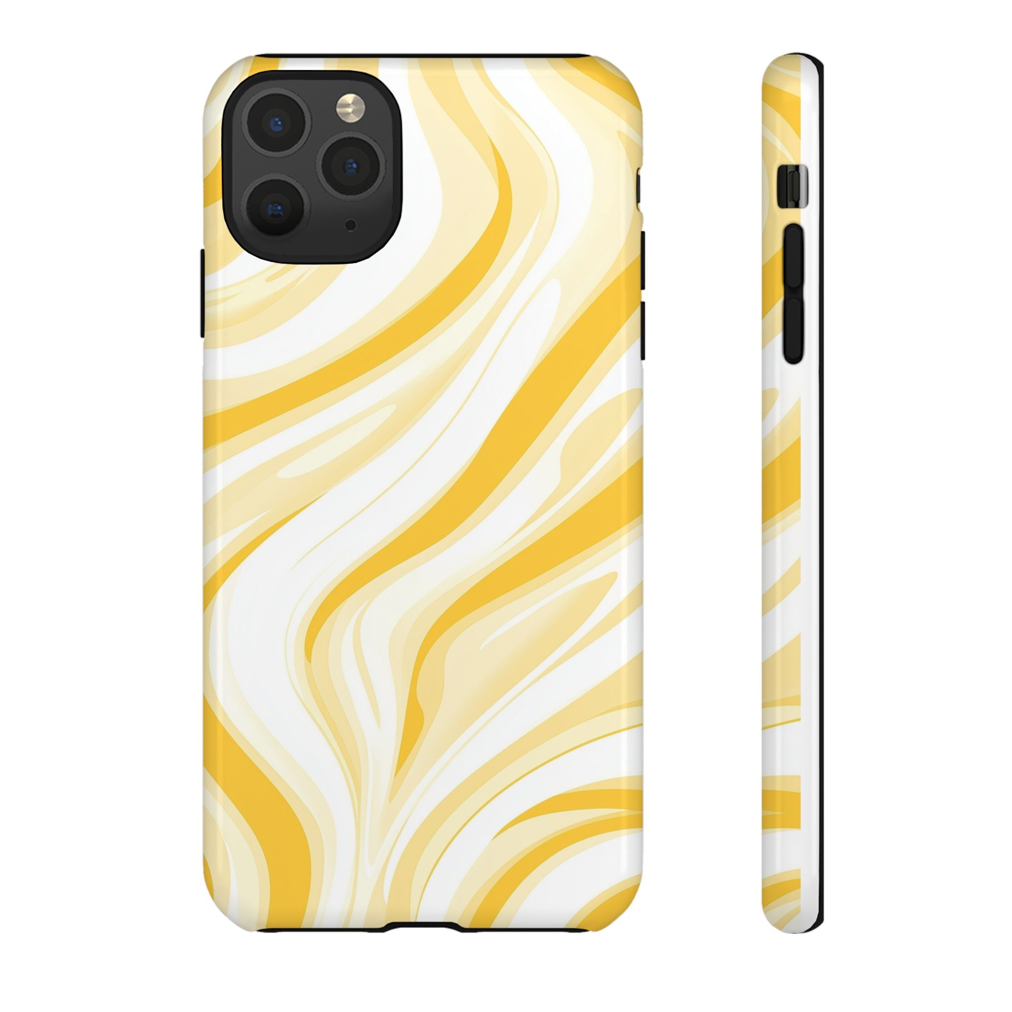 Stylish Phone Case with Yellow Marble Design