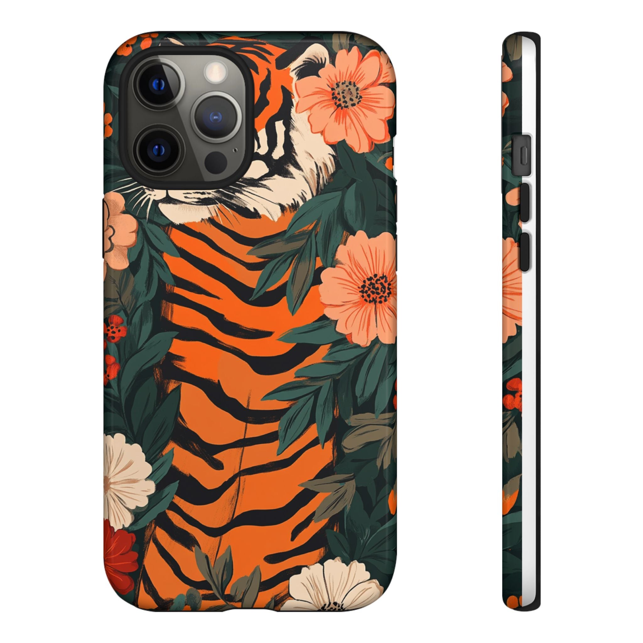 Tough Cases: Floral Tiger Phone Case