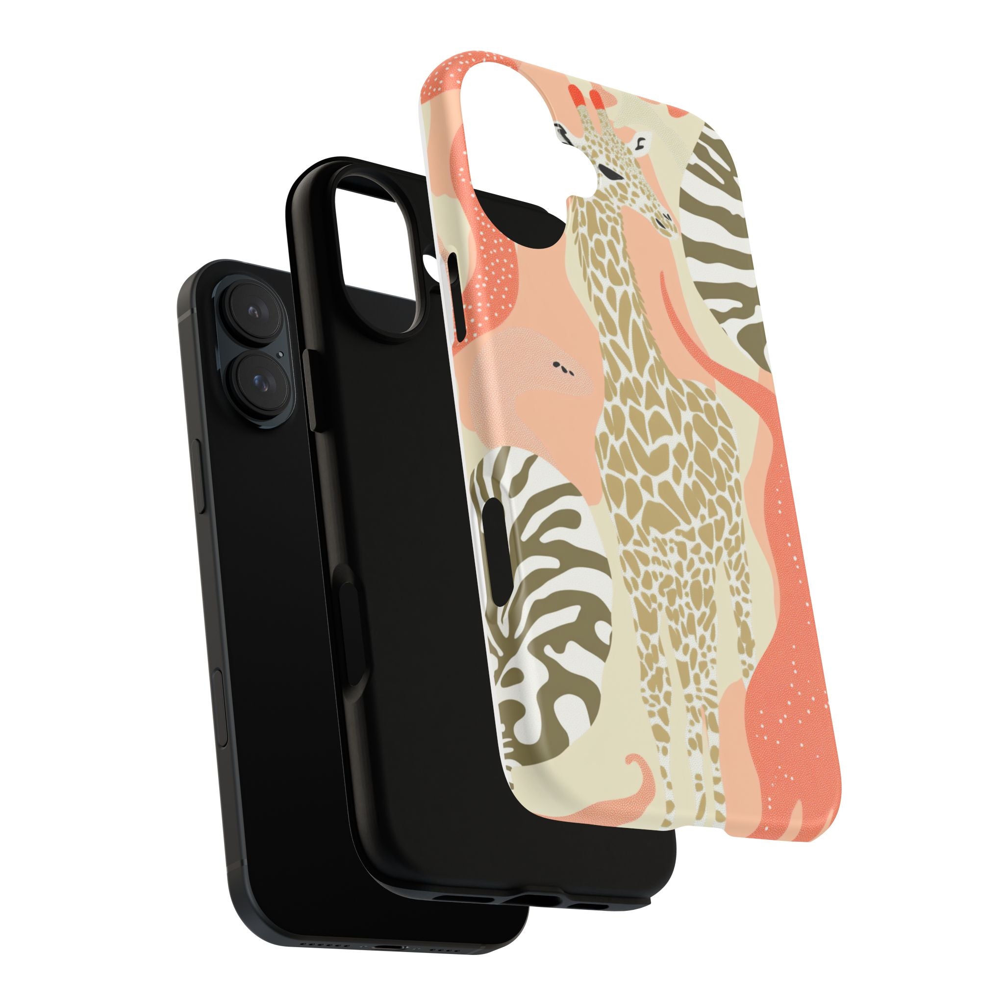 Stylish Phone Case with Giraffe and Abstract Design