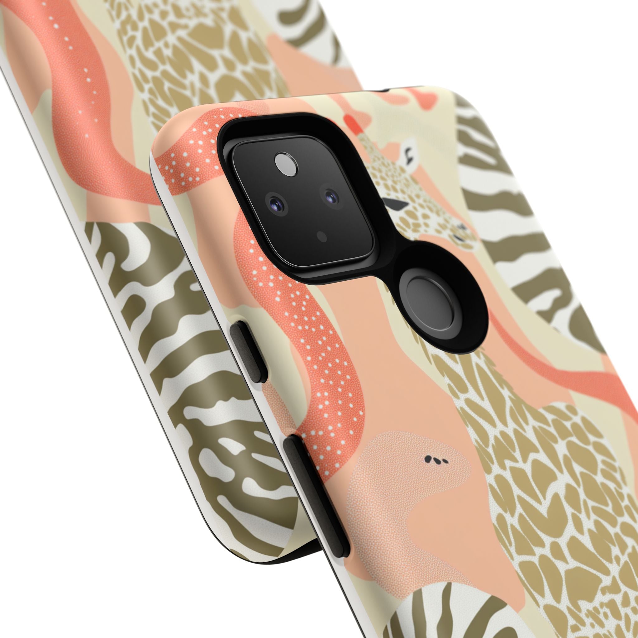 Stylish Phone Case with Giraffe and Abstract Design