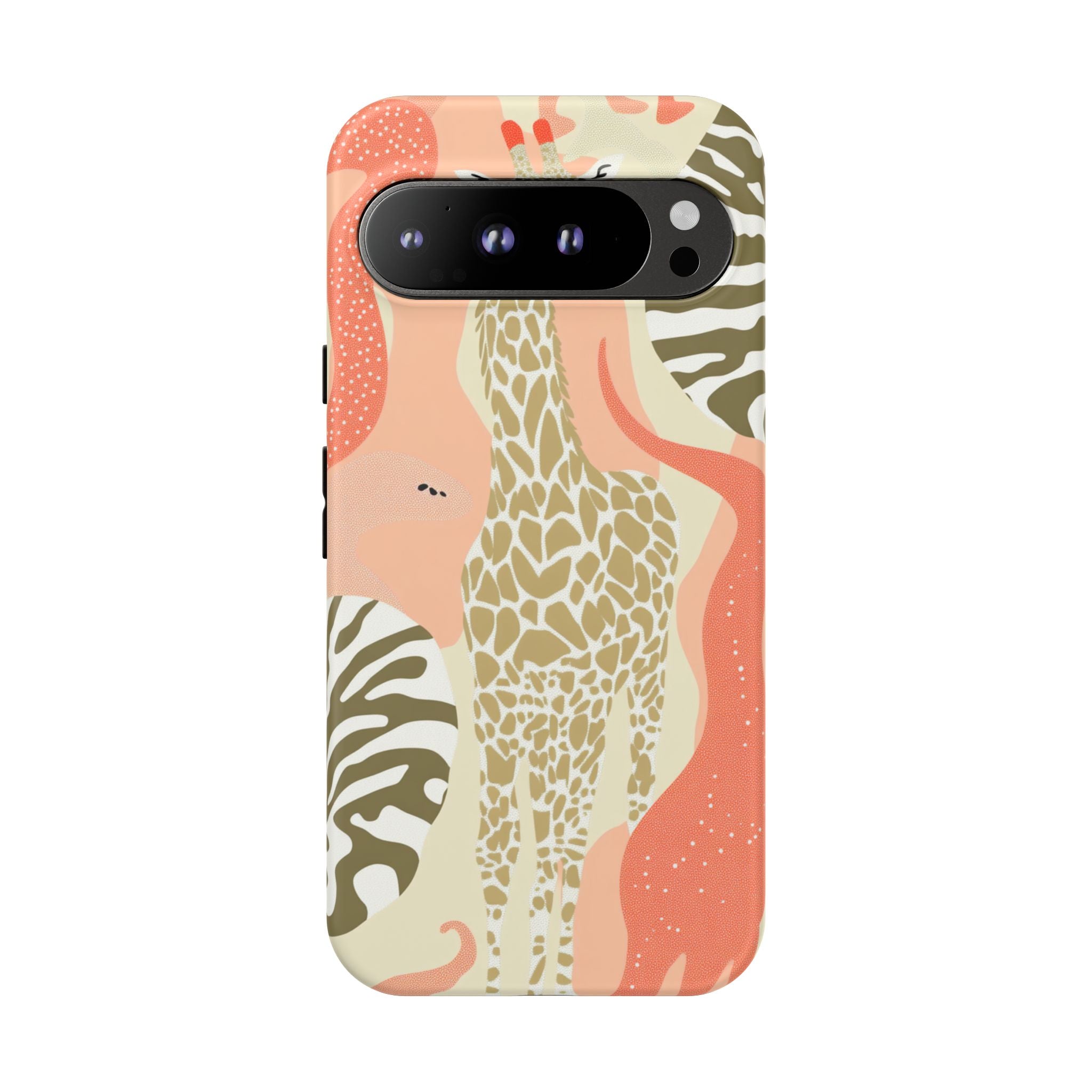 Stylish Phone Case with Giraffe and Abstract Design