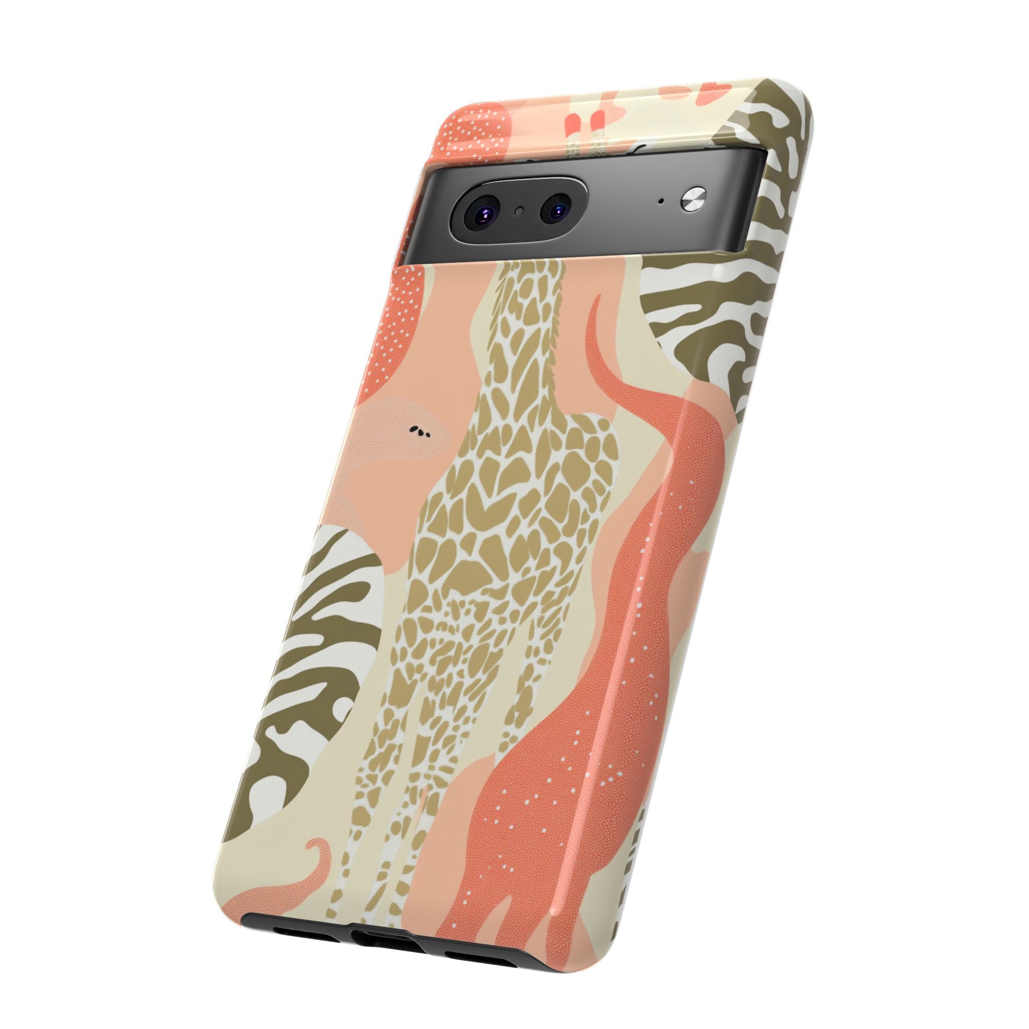 Stylish Phone Case with Giraffe and Abstract Design