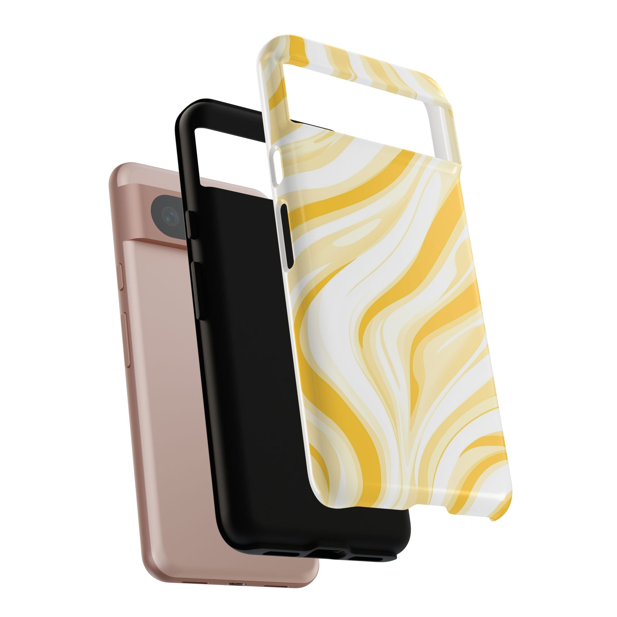 Stylish Phone Case with Yellow Marble Design