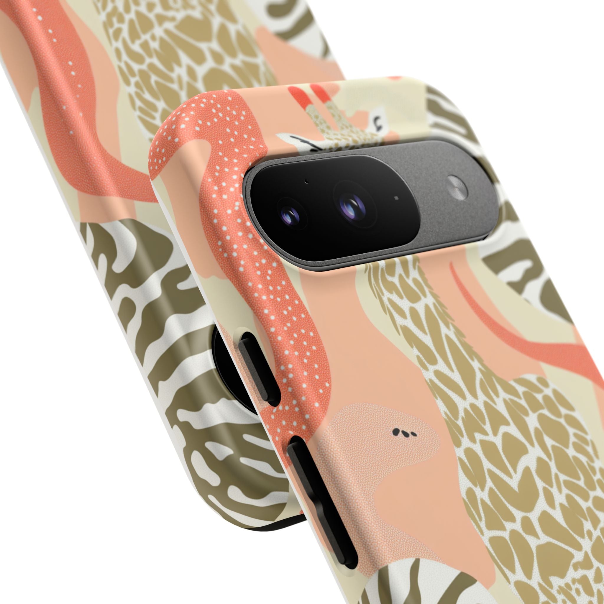Stylish Phone Case with Giraffe and Abstract Design