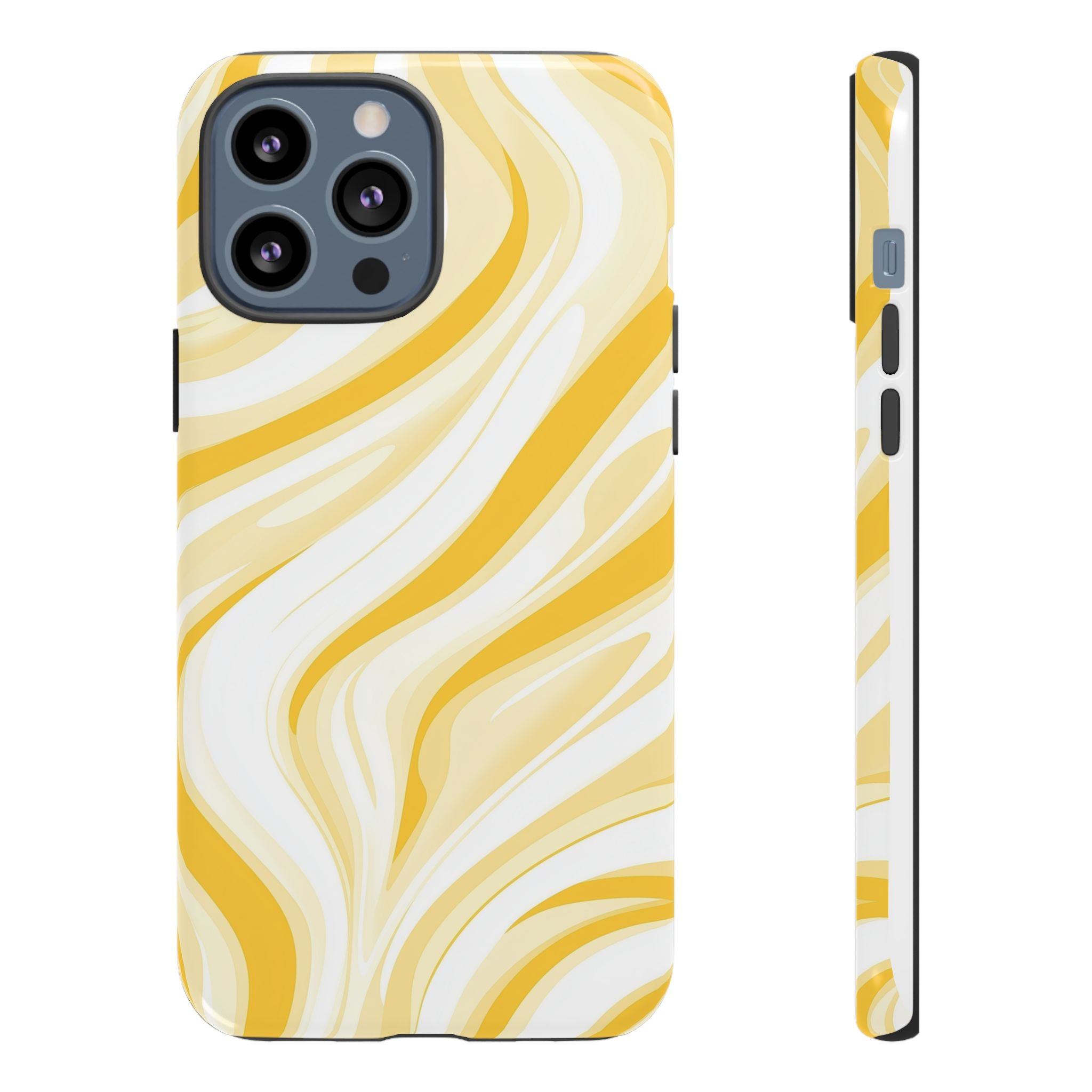Stylish Phone Case with Yellow Marble Design