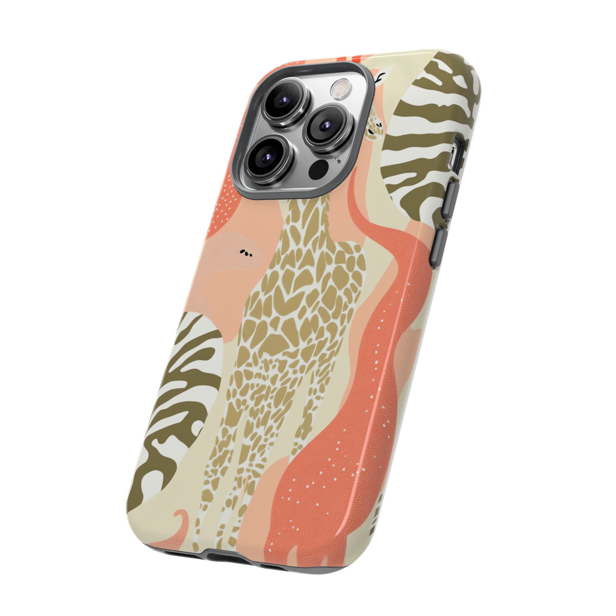 Stylish Phone Case with Giraffe and Abstract Design