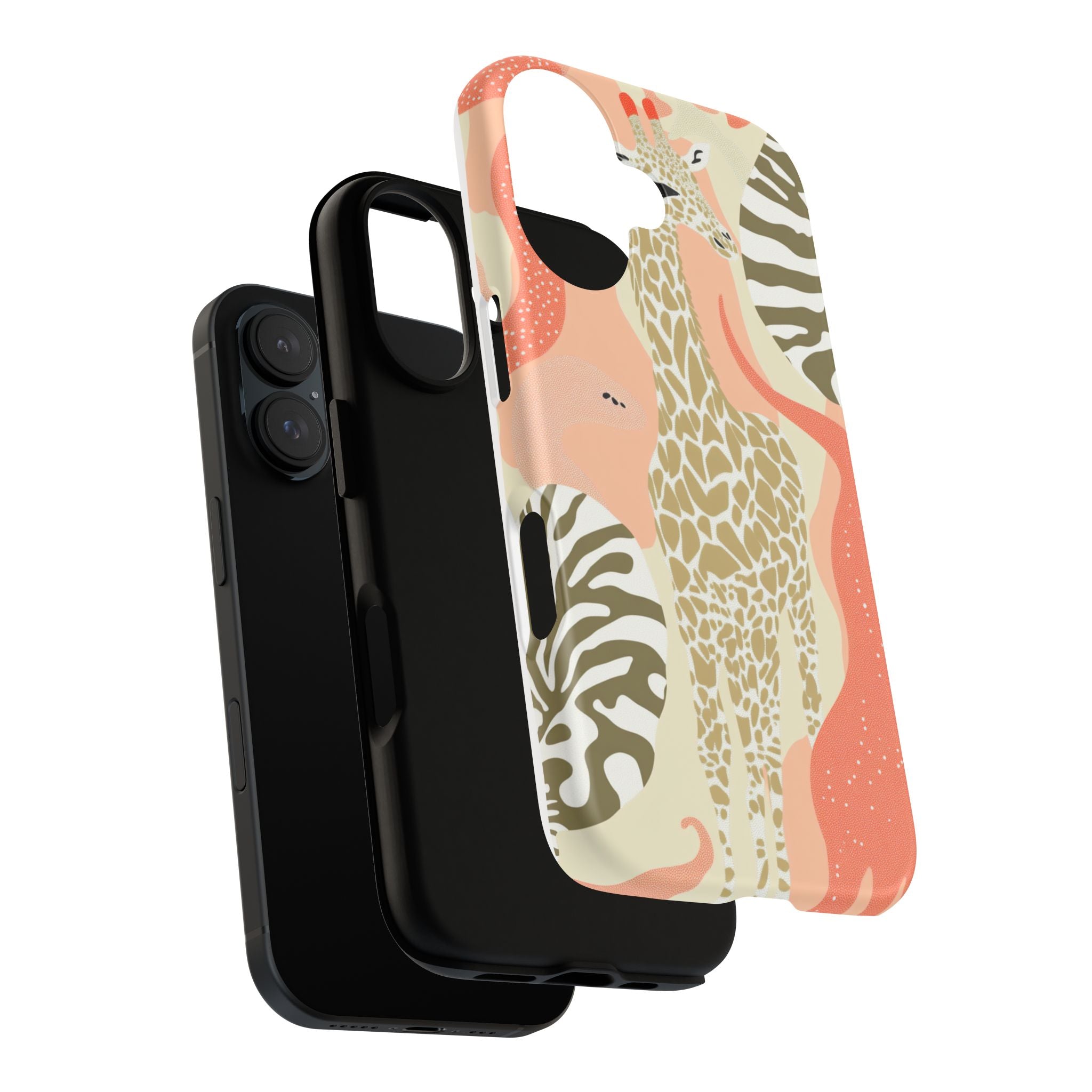 Stylish Phone Case with Giraffe and Abstract Design
