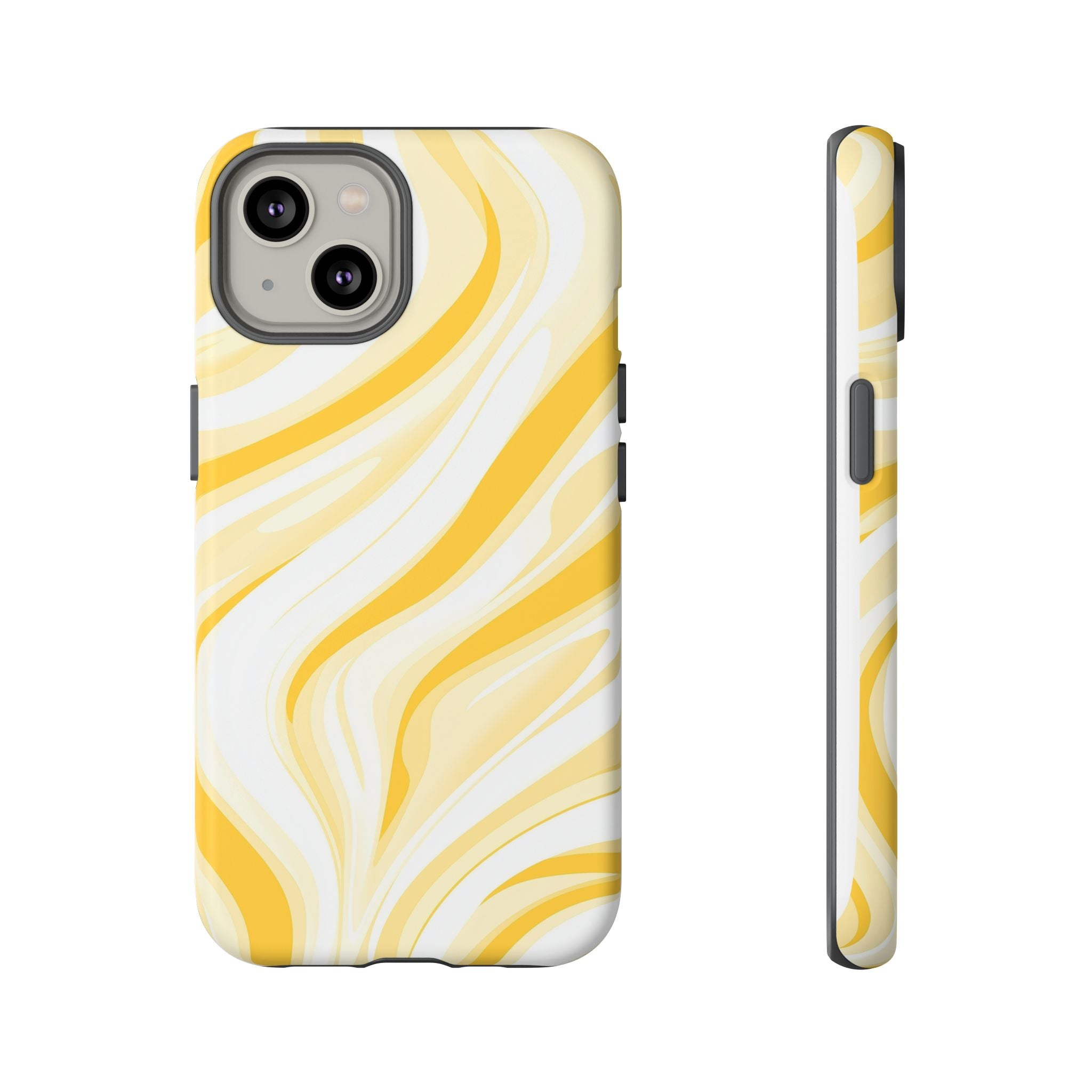 Stylish Phone Case with Yellow Marble Design