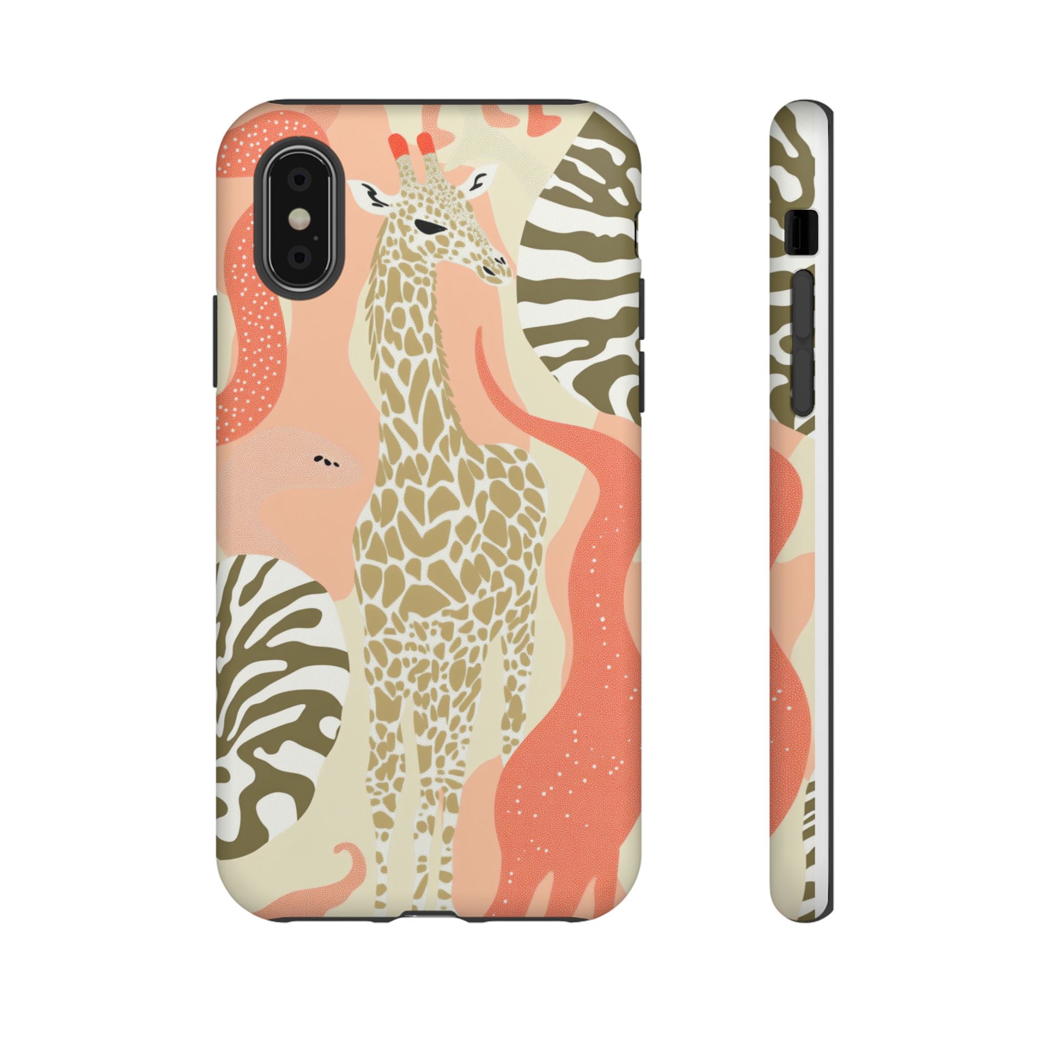 Stylish Phone Case with Giraffe and Abstract Design