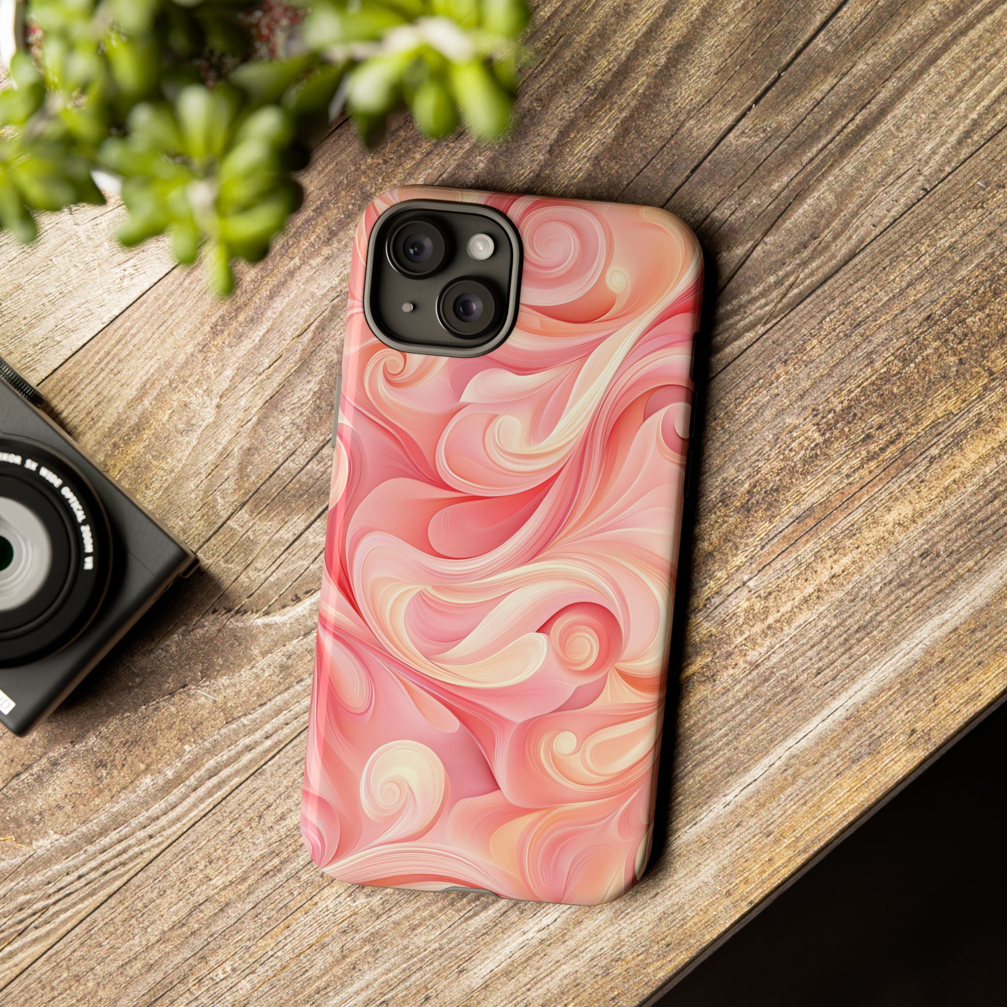 Stylish Phone Case - Tough Cases with Abstract Pink Swirls
