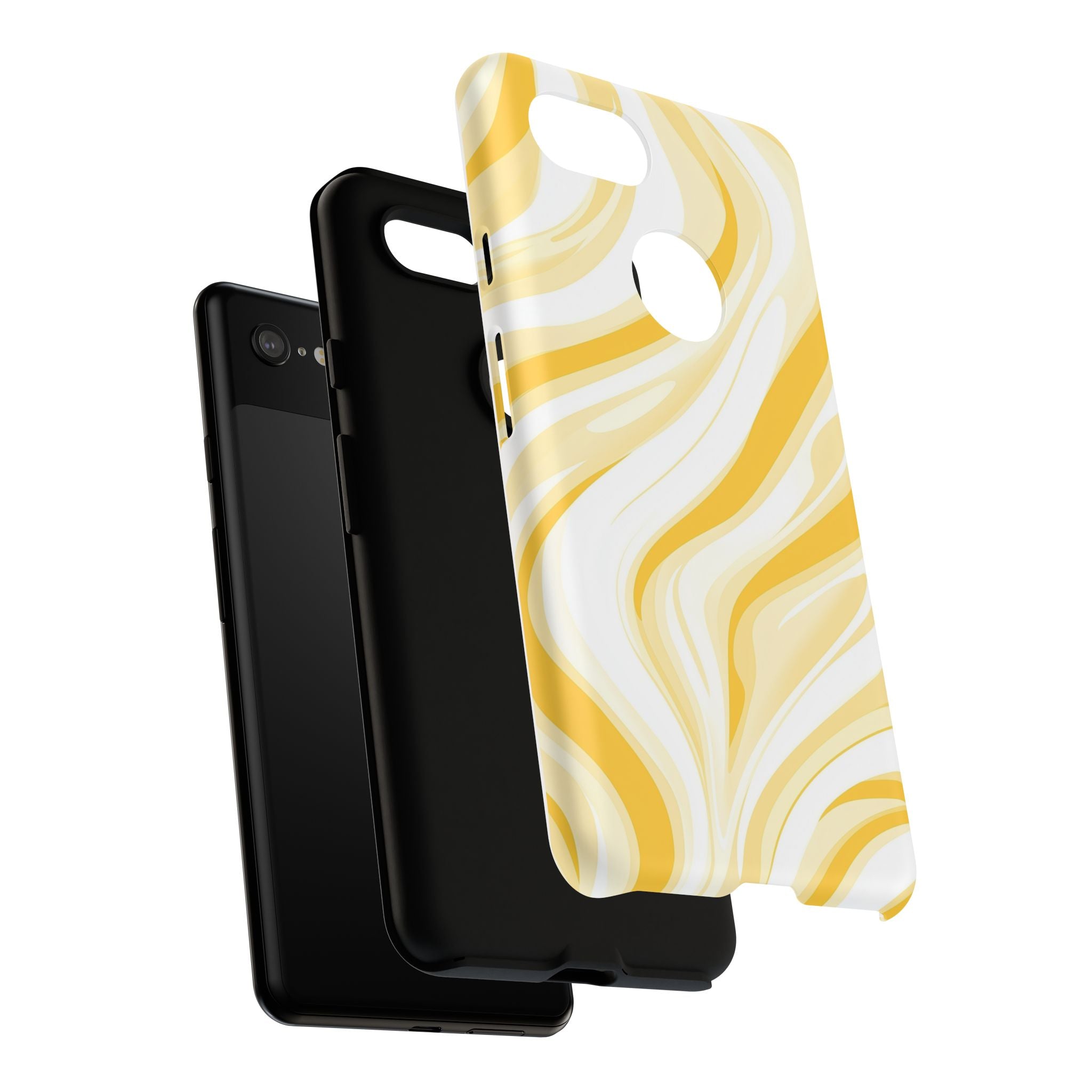 Stylish Phone Case with Yellow Marble Design