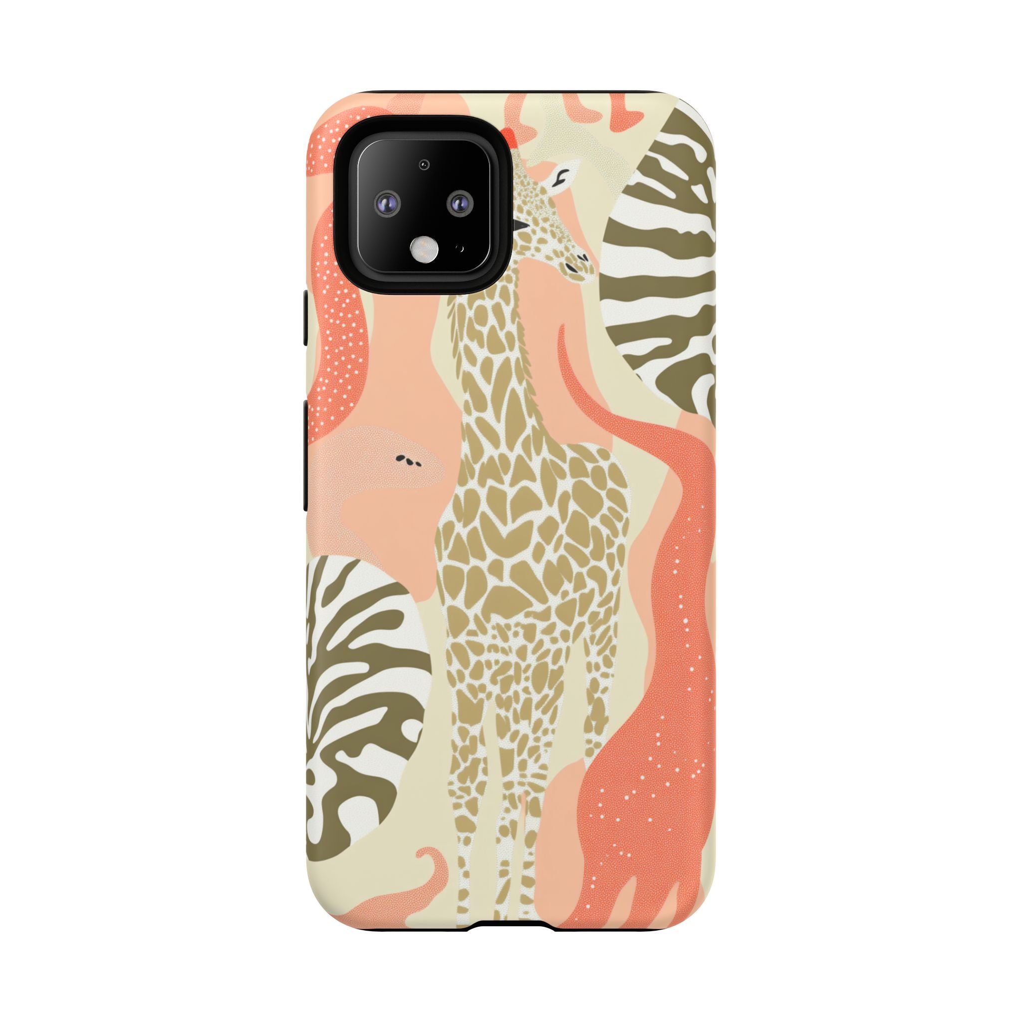 Stylish Phone Case with Giraffe and Abstract Design