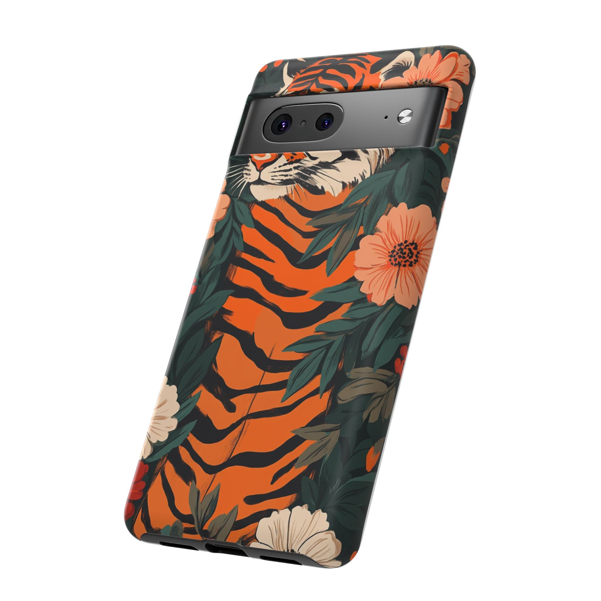 Tough Cases: Floral Tiger Phone Case