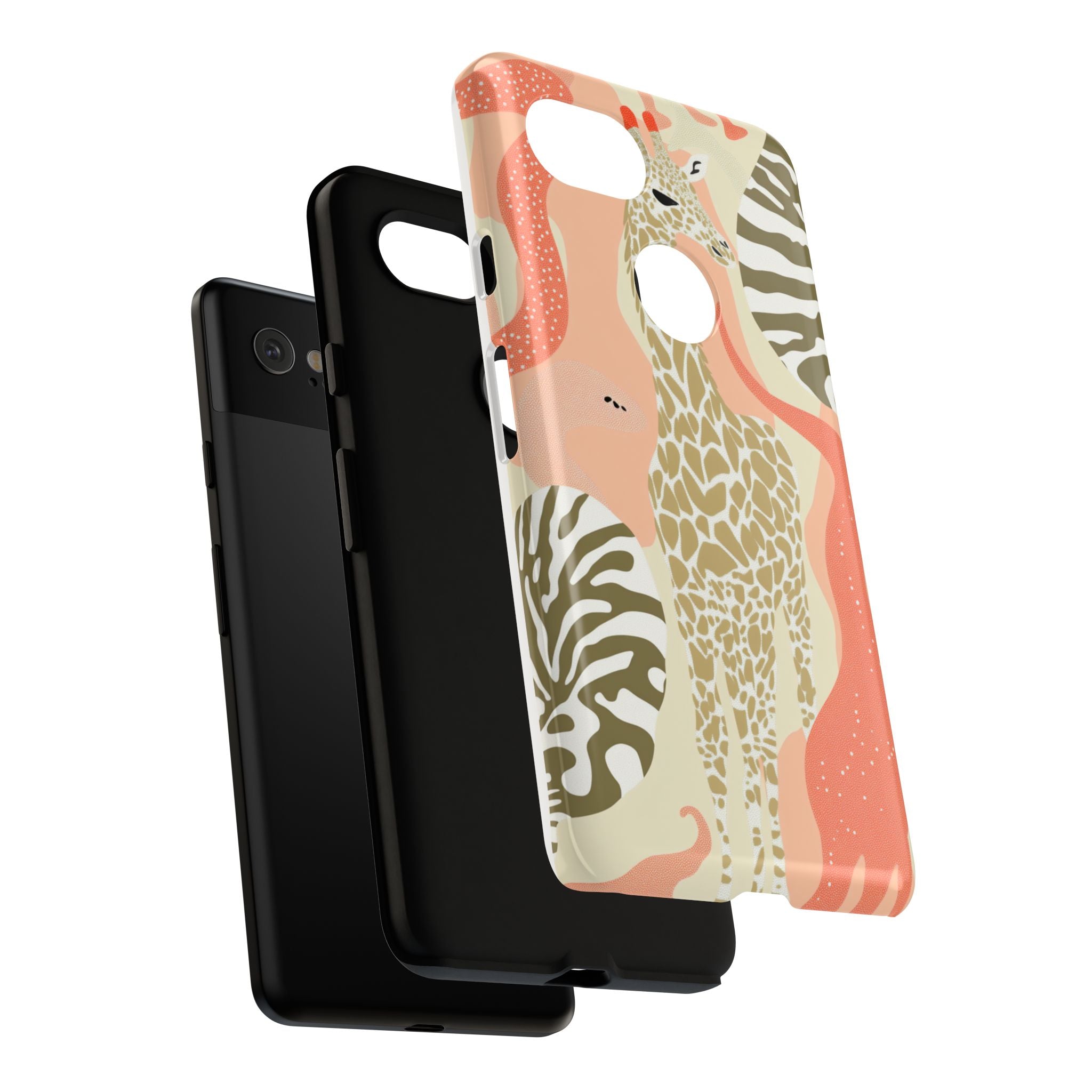 Stylish Phone Case with Giraffe and Abstract Design