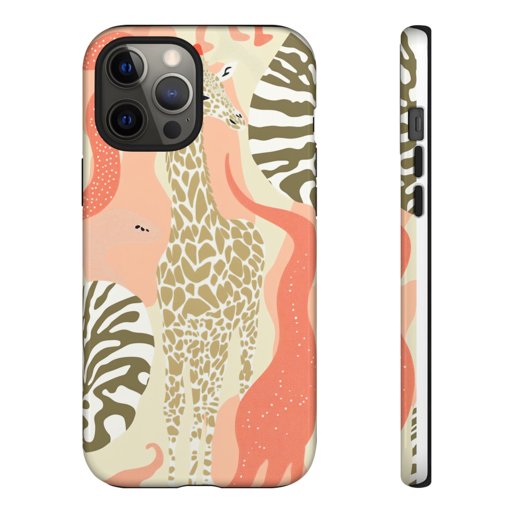 Stylish Phone Case with Giraffe and Abstract Design