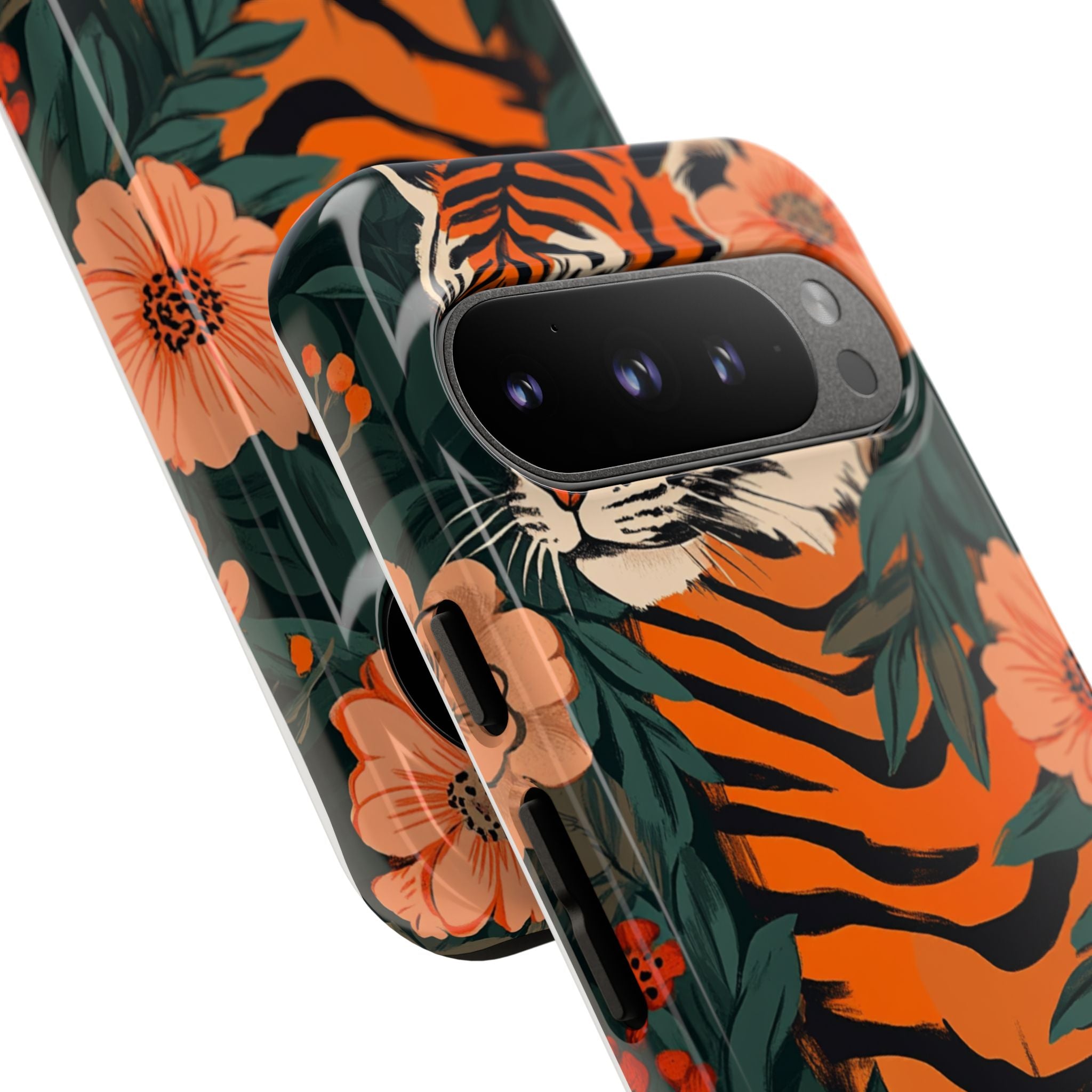 Tough Cases: Floral Tiger Phone Case