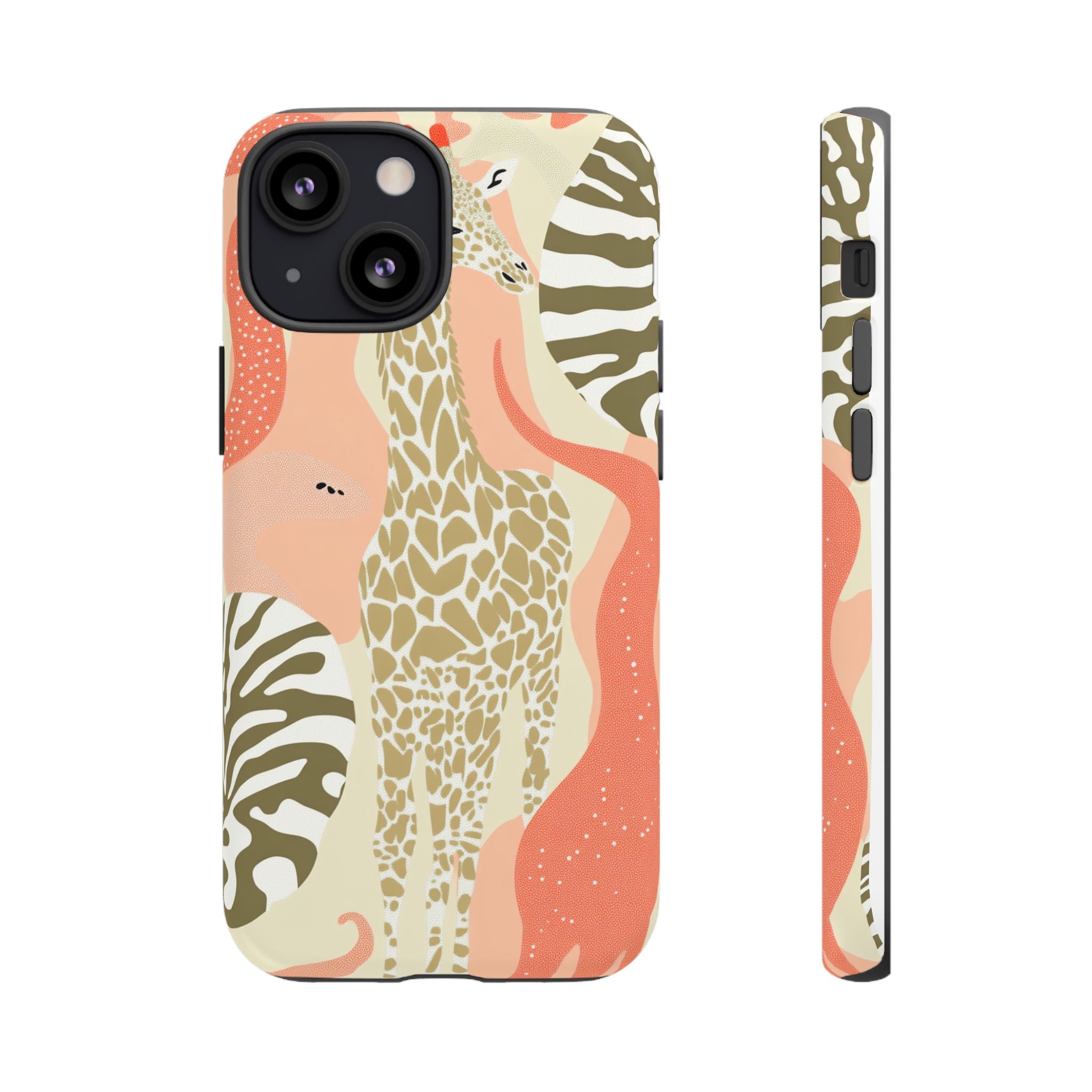 Stylish Phone Case with Giraffe and Abstract Design