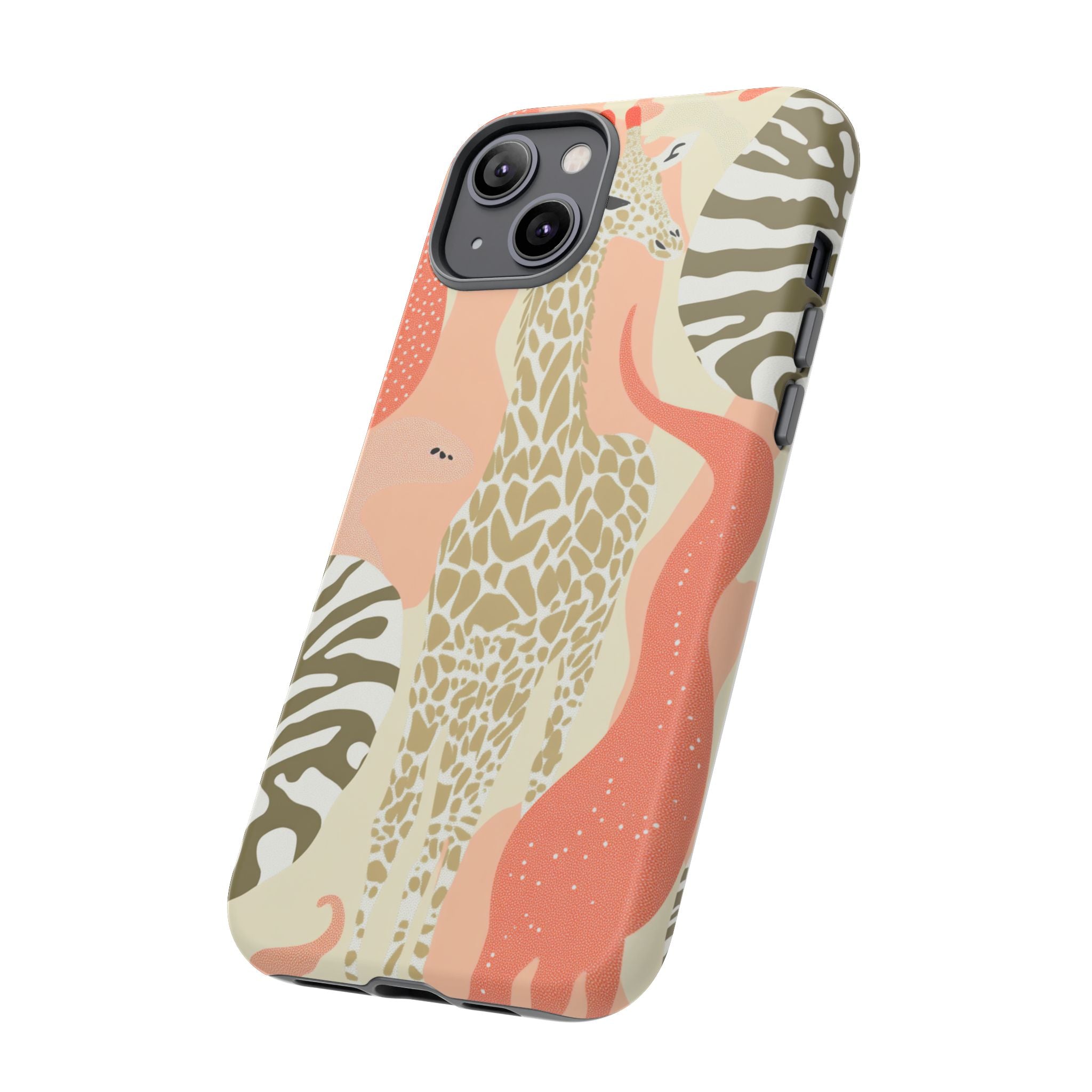 Stylish Phone Case with Giraffe and Abstract Design