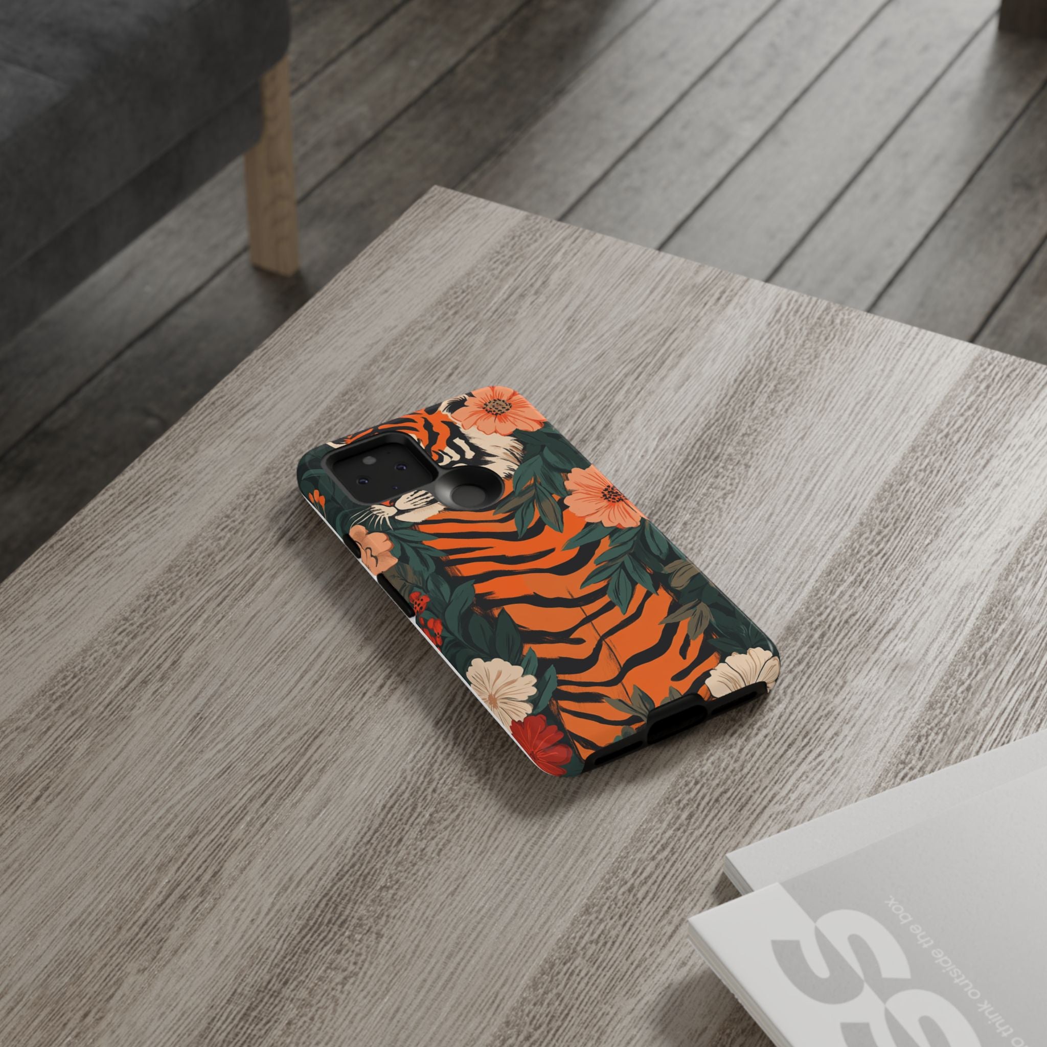 Tough Cases: Floral Tiger Phone Case