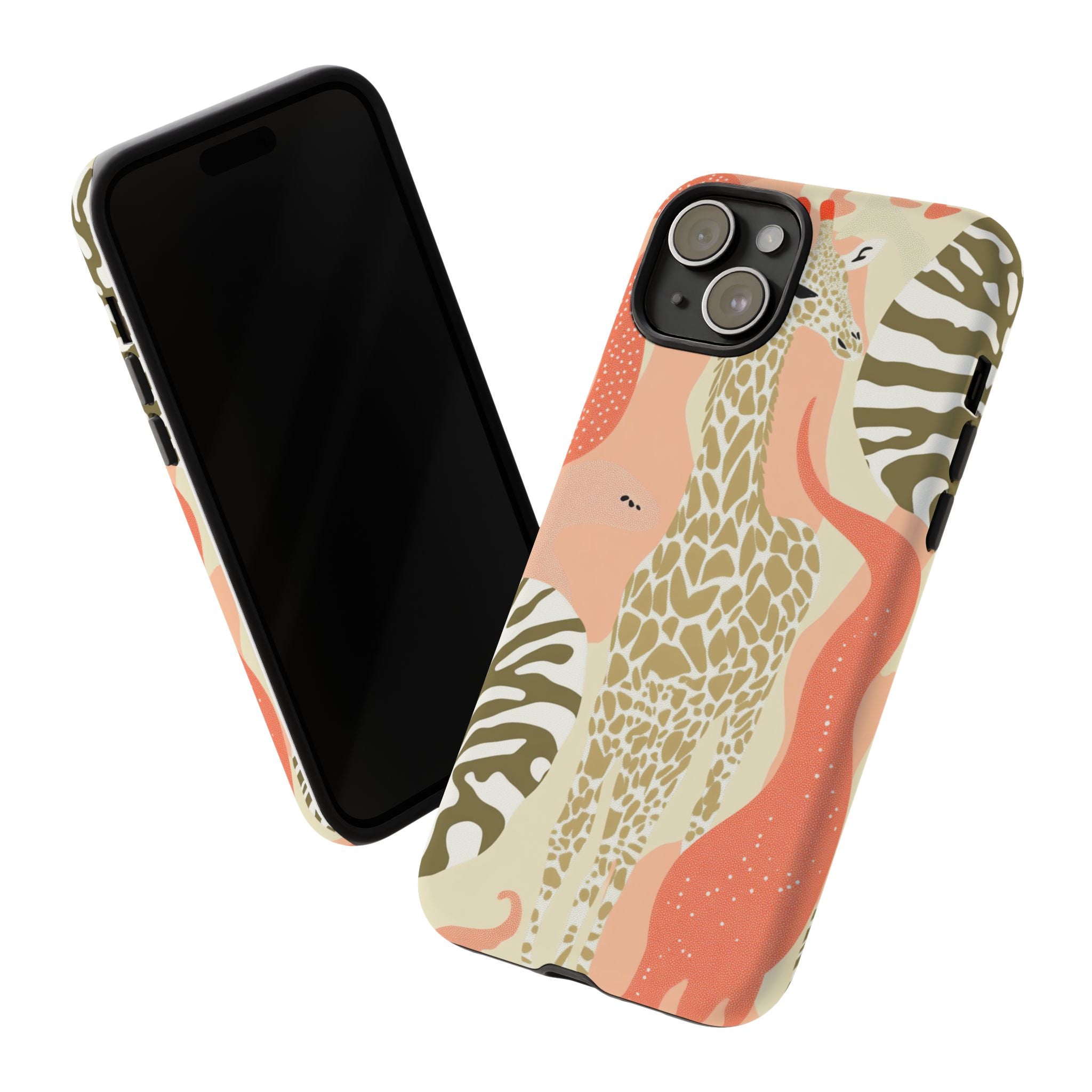 Stylish Phone Case with Giraffe and Abstract Design