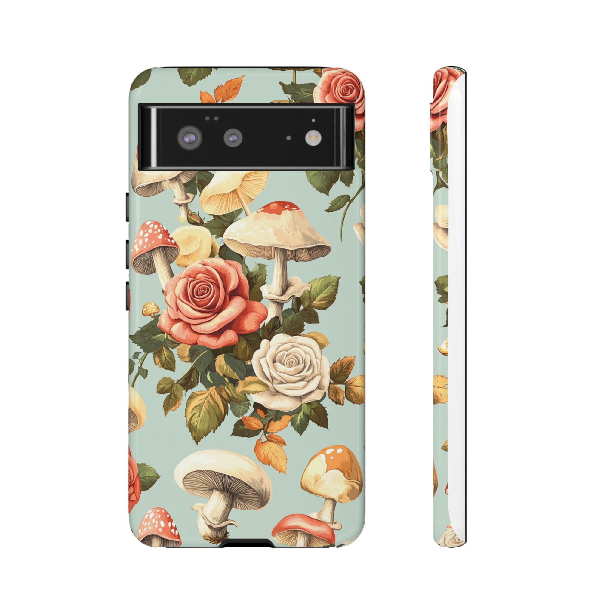 Floral Phone Case - Tough Cases with Mushroom and Rose