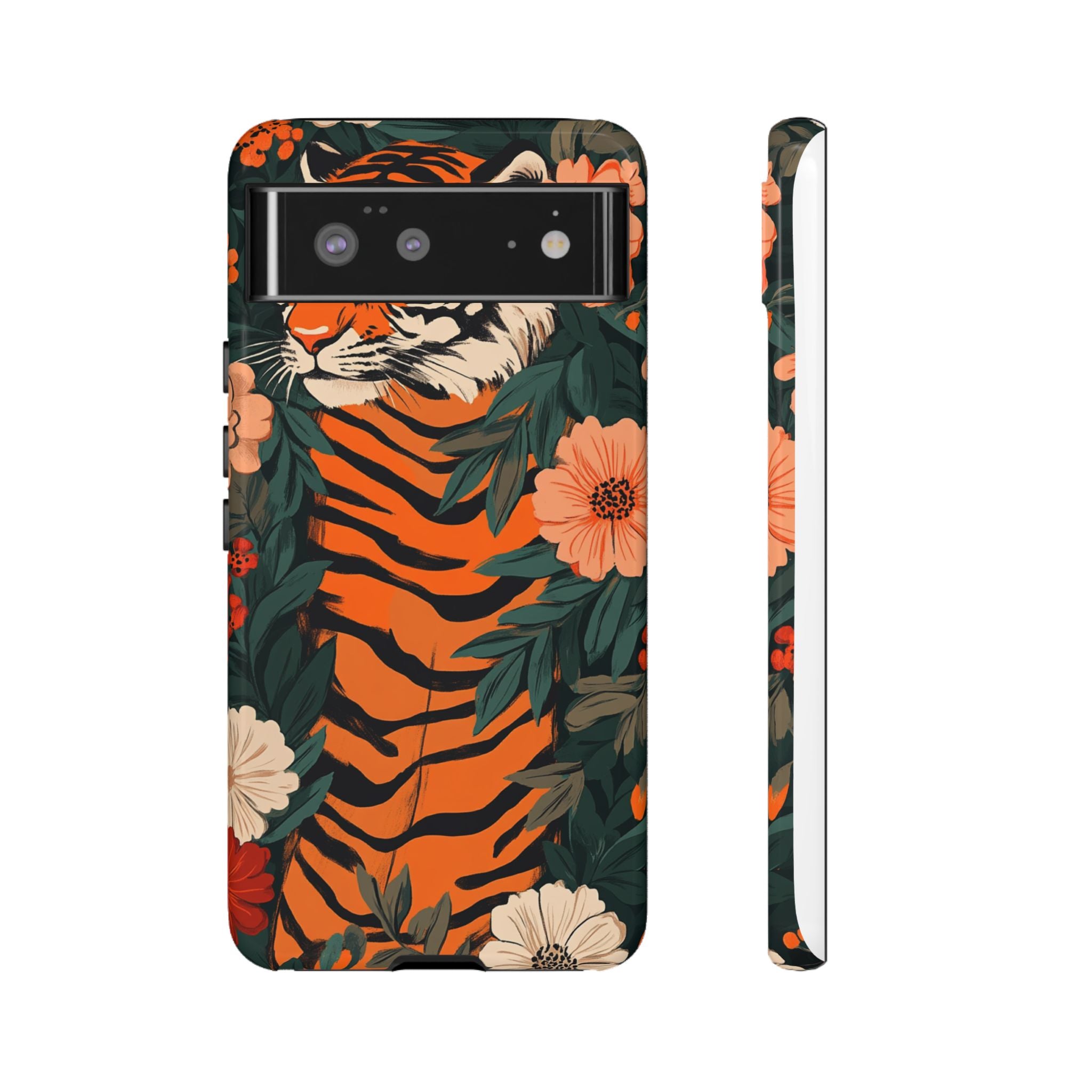 Tough Cases: Floral Tiger Phone Case