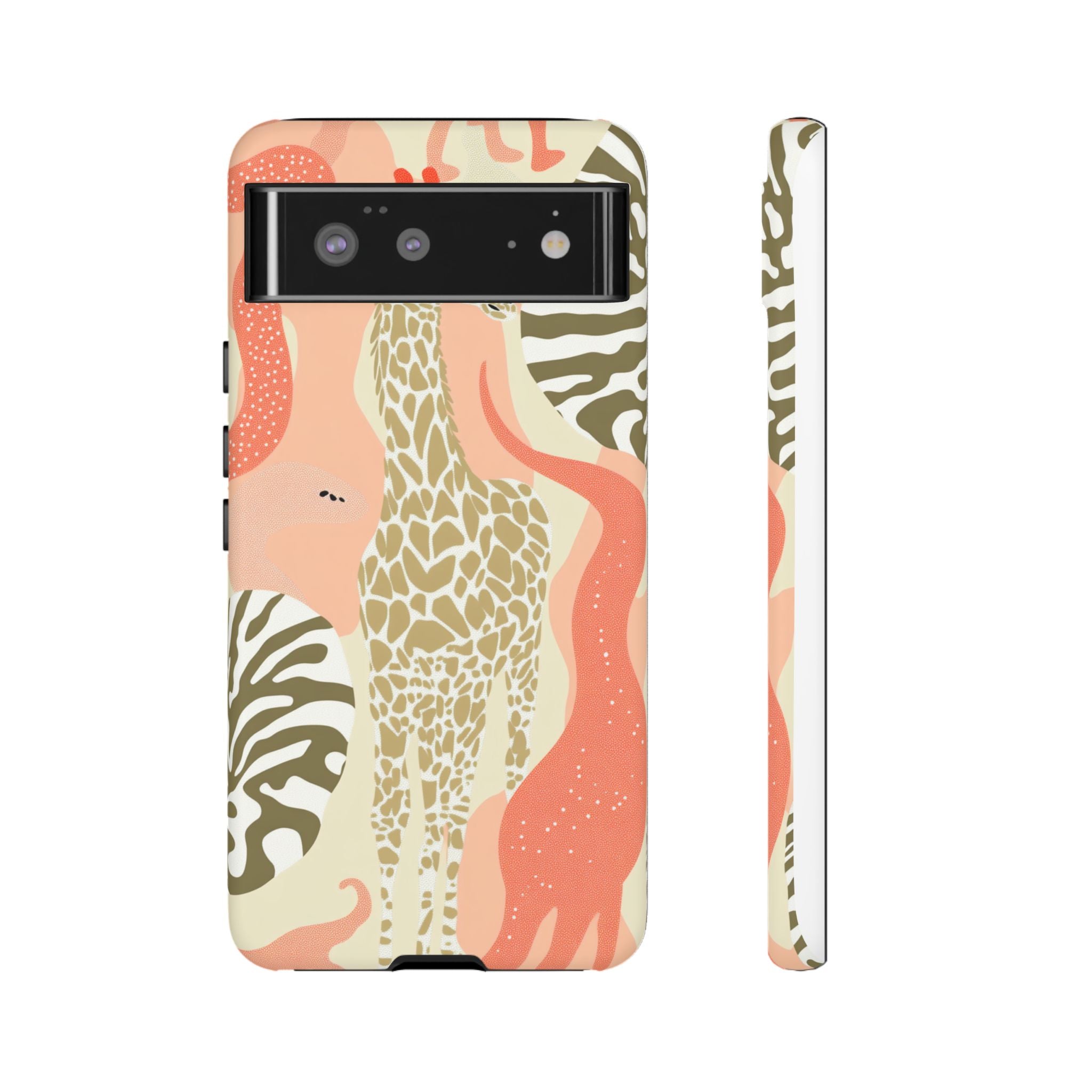 Stylish Phone Case with Giraffe and Abstract Design