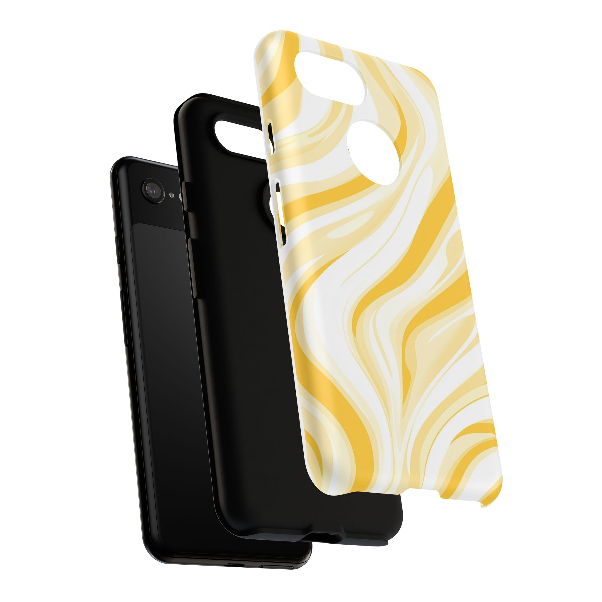 Stylish Phone Case with Yellow Marble Design