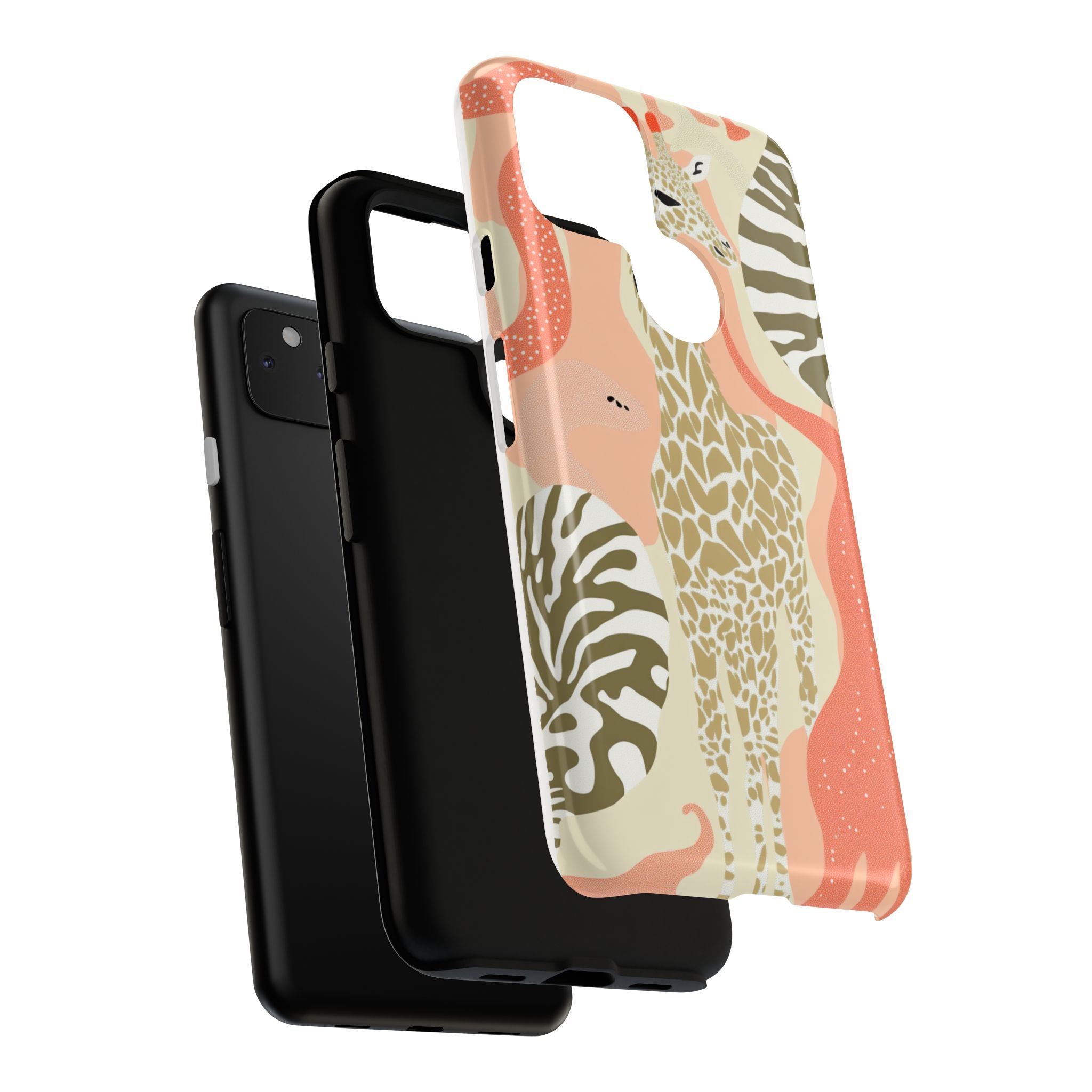 Stylish Phone Case with Giraffe and Abstract Design
