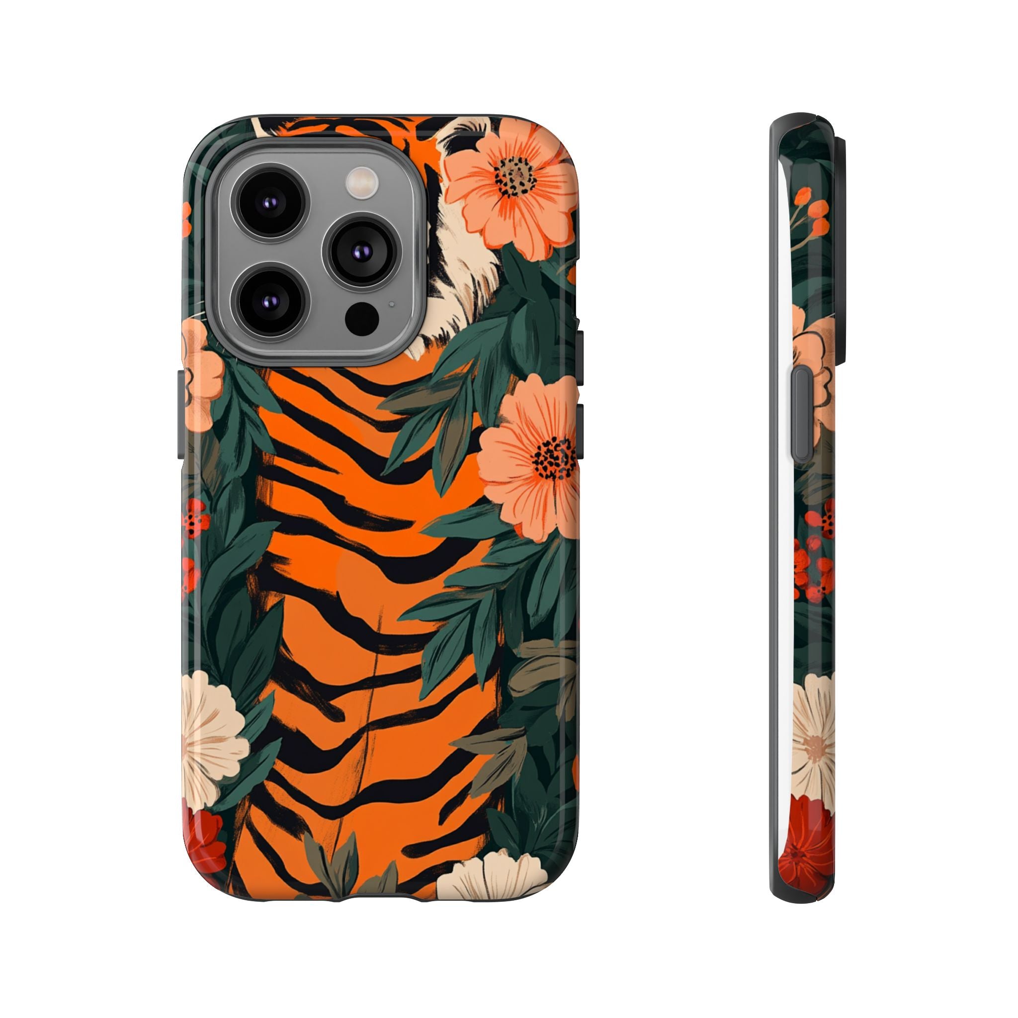 Tough Cases: Floral Tiger Phone Case