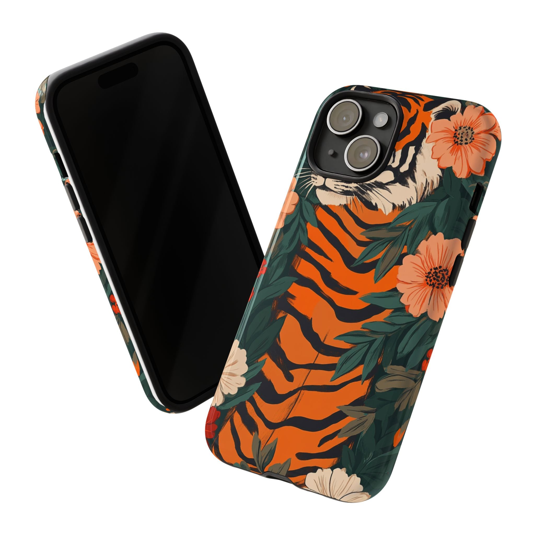 Tough Cases: Floral Tiger Phone Case